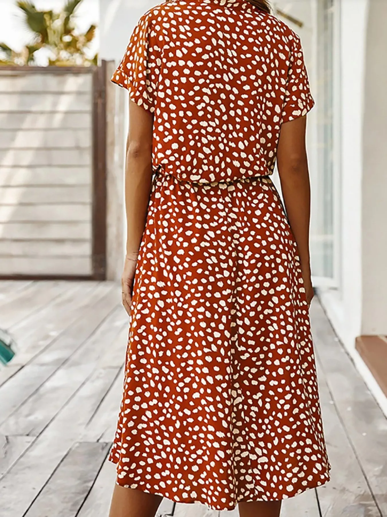 Polka Dot Button Front Midi Dress - Image 12