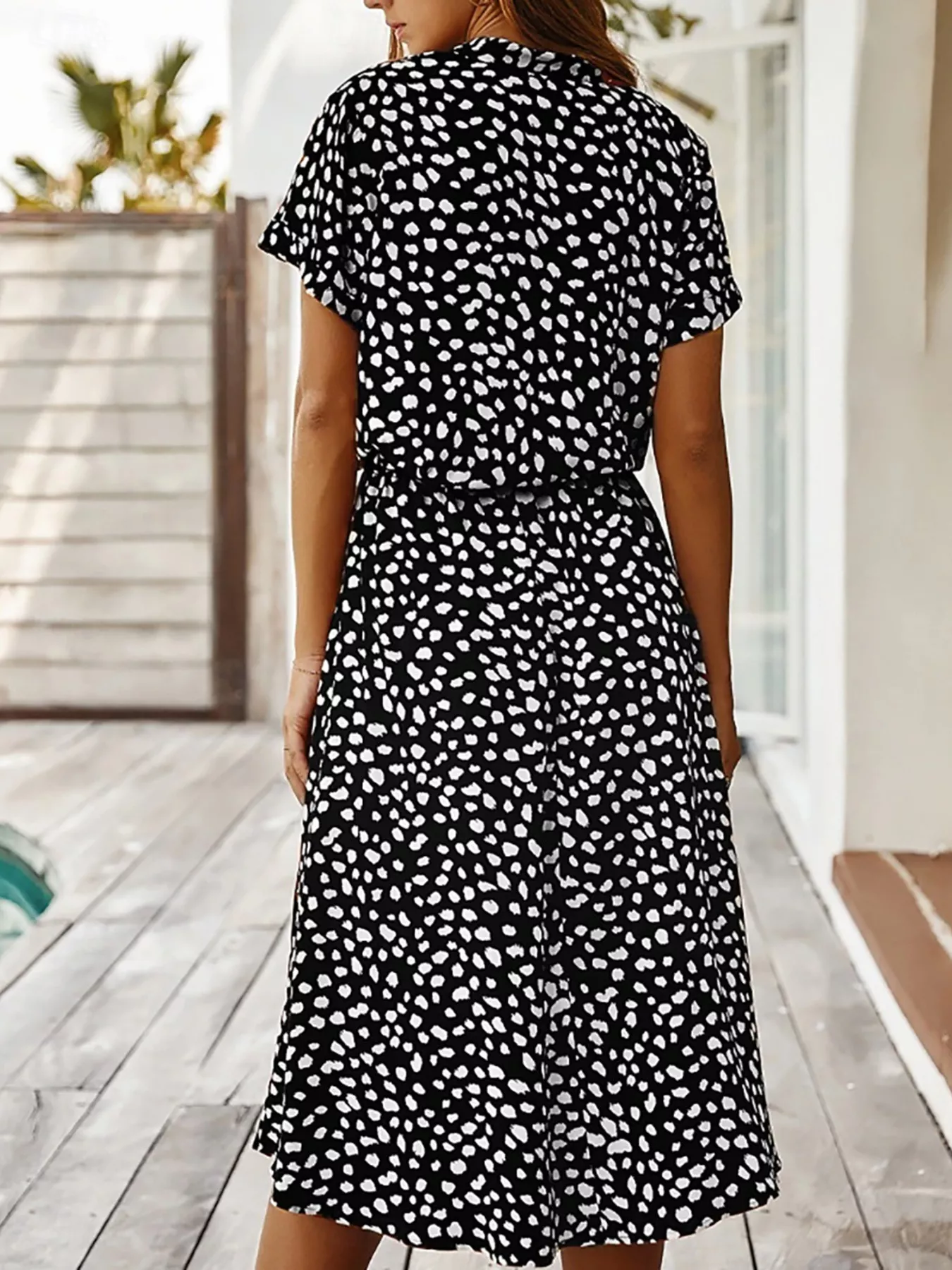 Polka Dot Button Front Midi Dress - Image 8