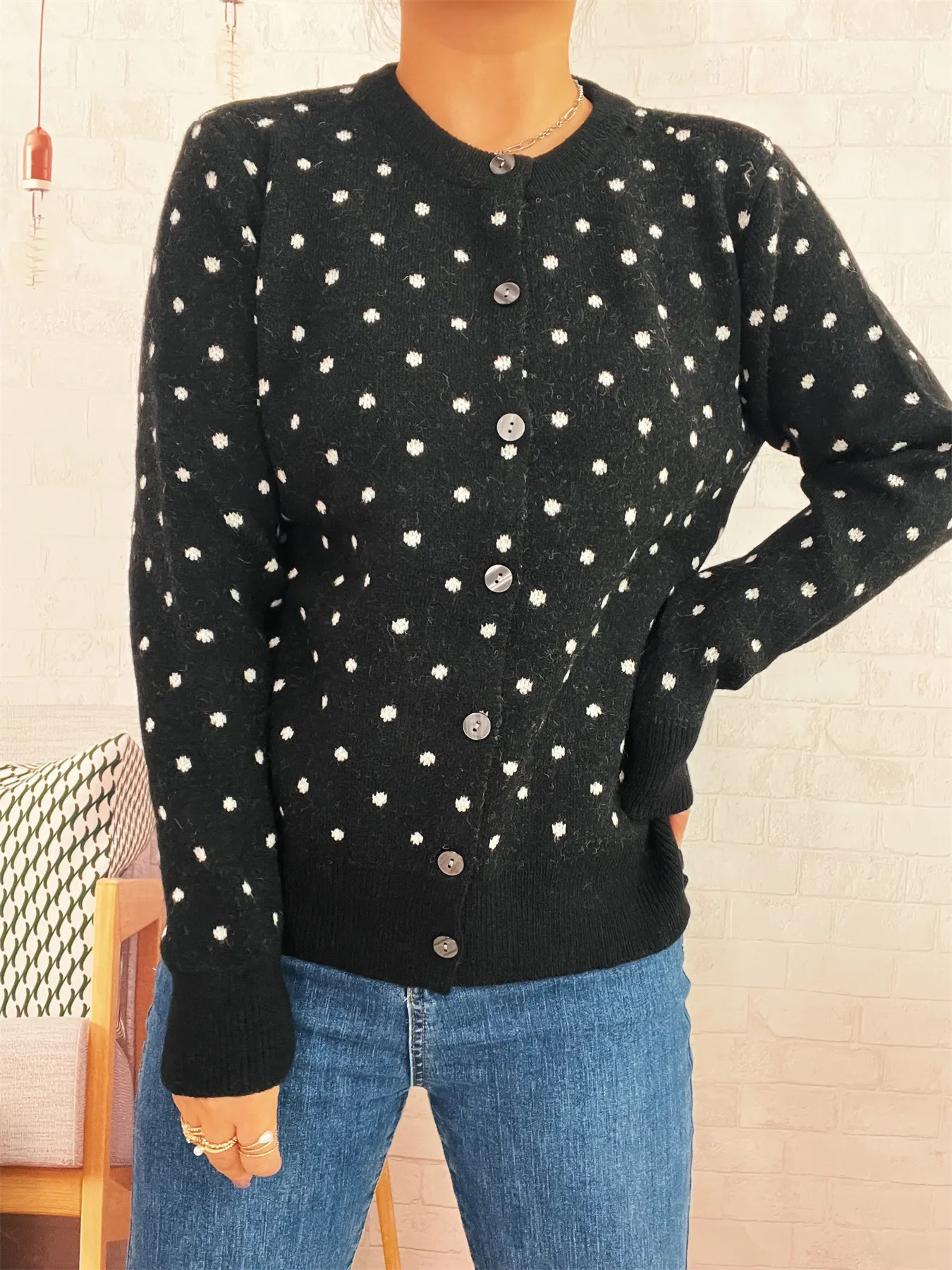 Polka Dot Button-Up Cardigan - Image 10