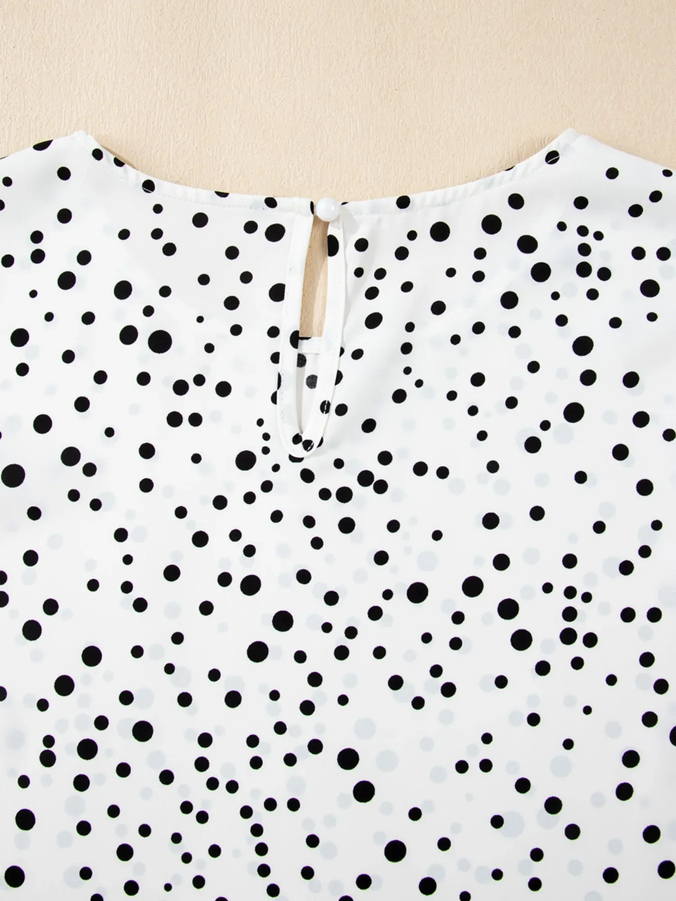 Polka Dot Layered Ruffled Short Sleeve Blouse - Image 8