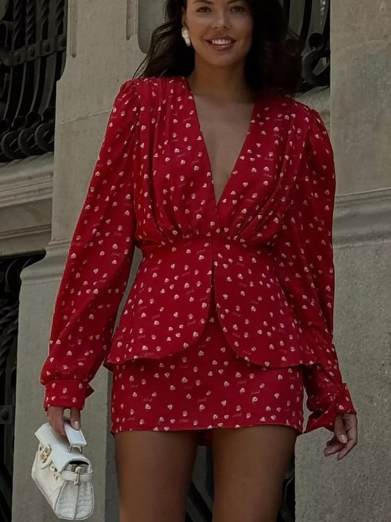 Polka Dot Long Sleeve Layered Dress - Image 2