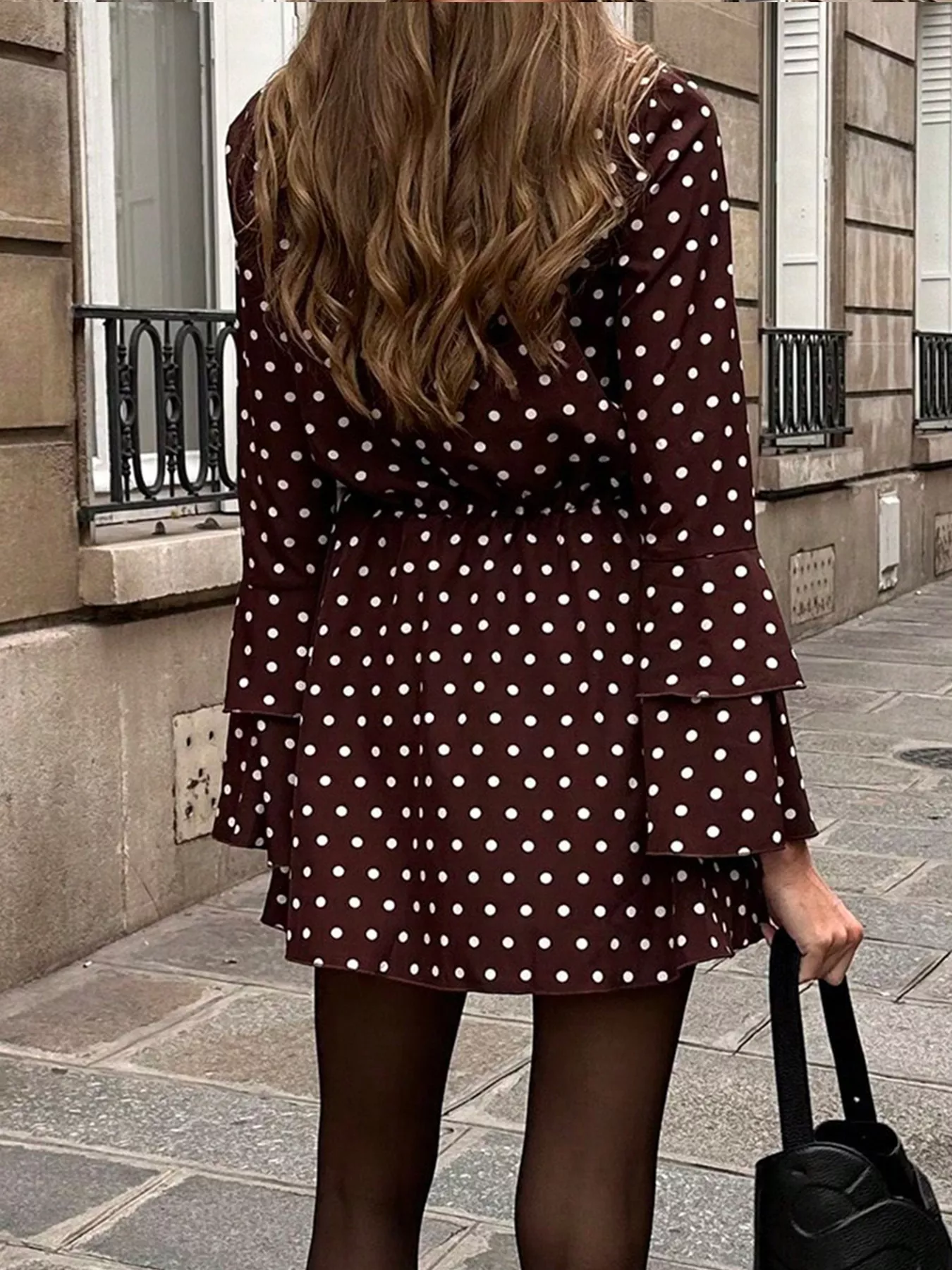 Polka Dot Long Sleeve Mini Dress - Image 3