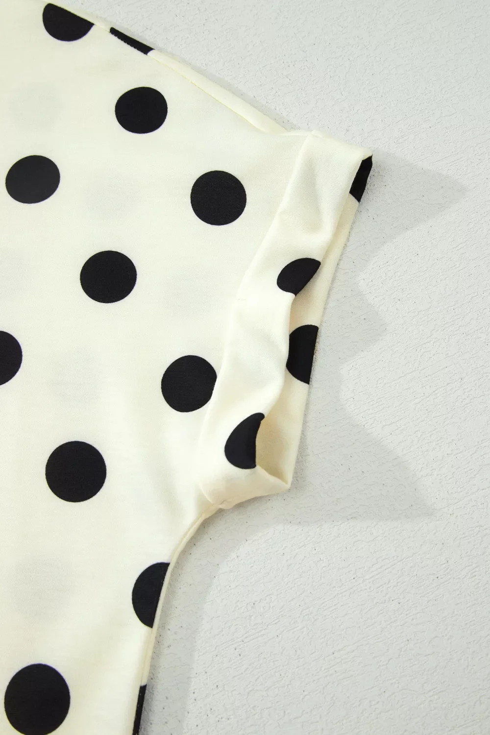 Polka Dot Mock Neck Short Sleeve Blouse - Image 9