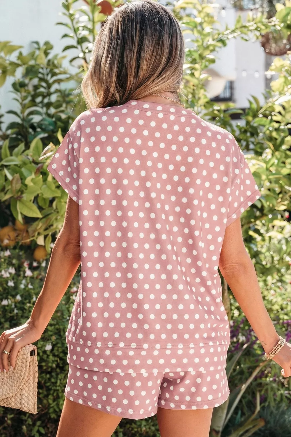 Polka Dot Print Tee and Shorts Set - Image 2