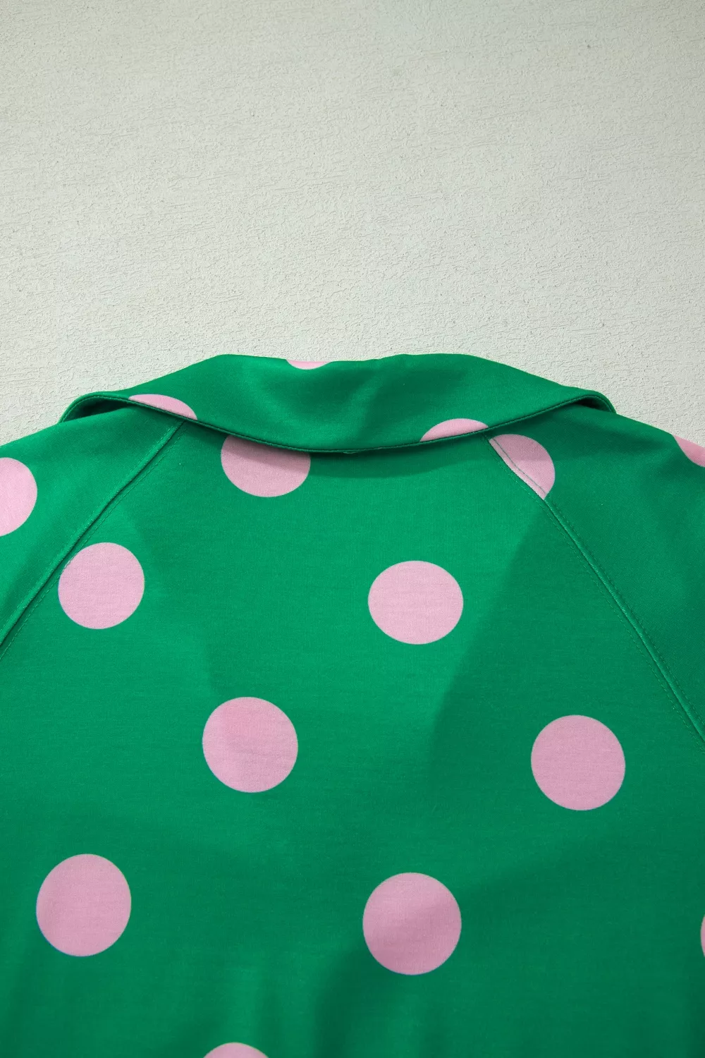 Polka Dot Print V Neck Tee Short Set - Image 5