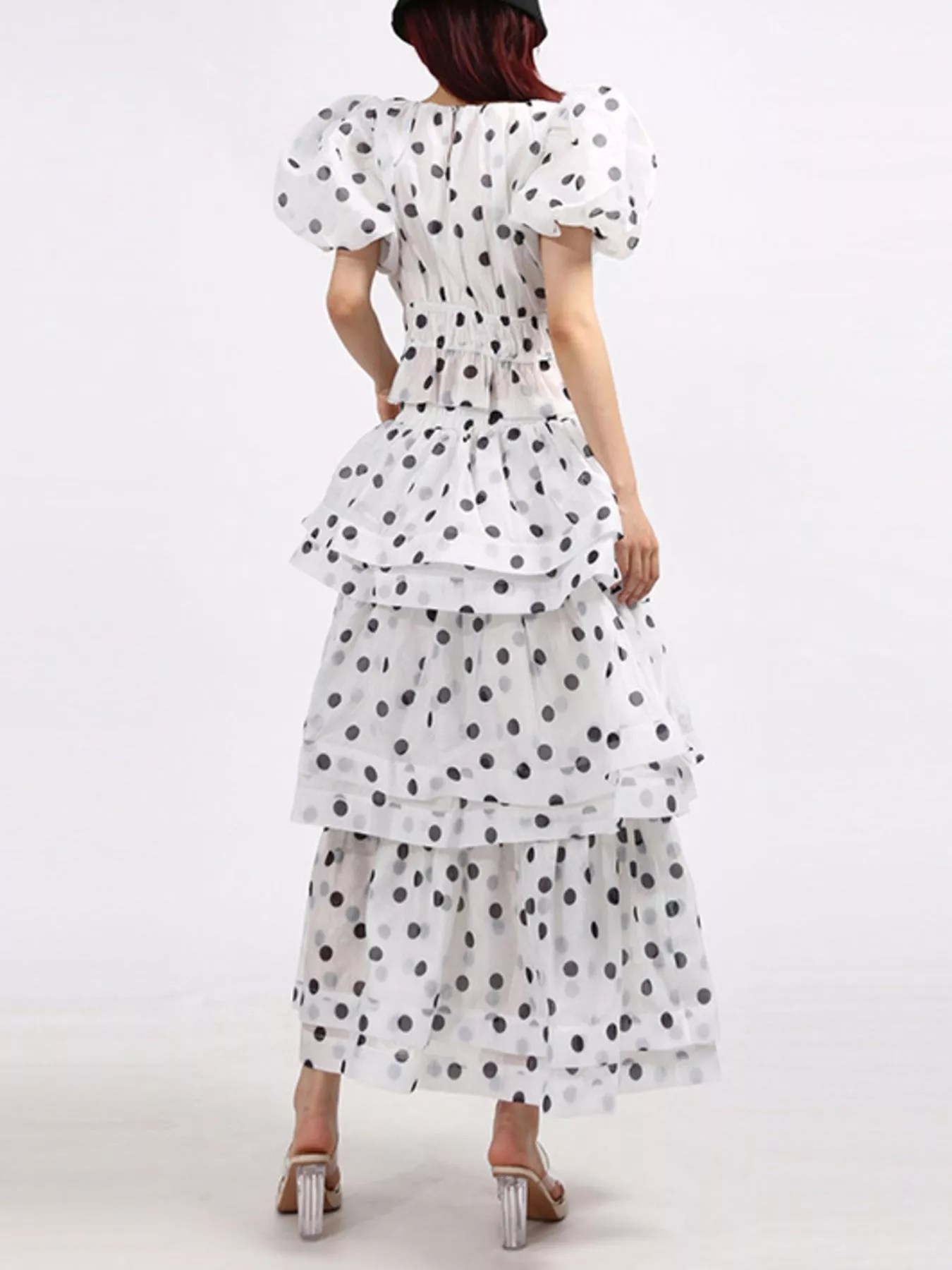 Polka Dot Puff Sleeve Top and Skirt Set - Image 4