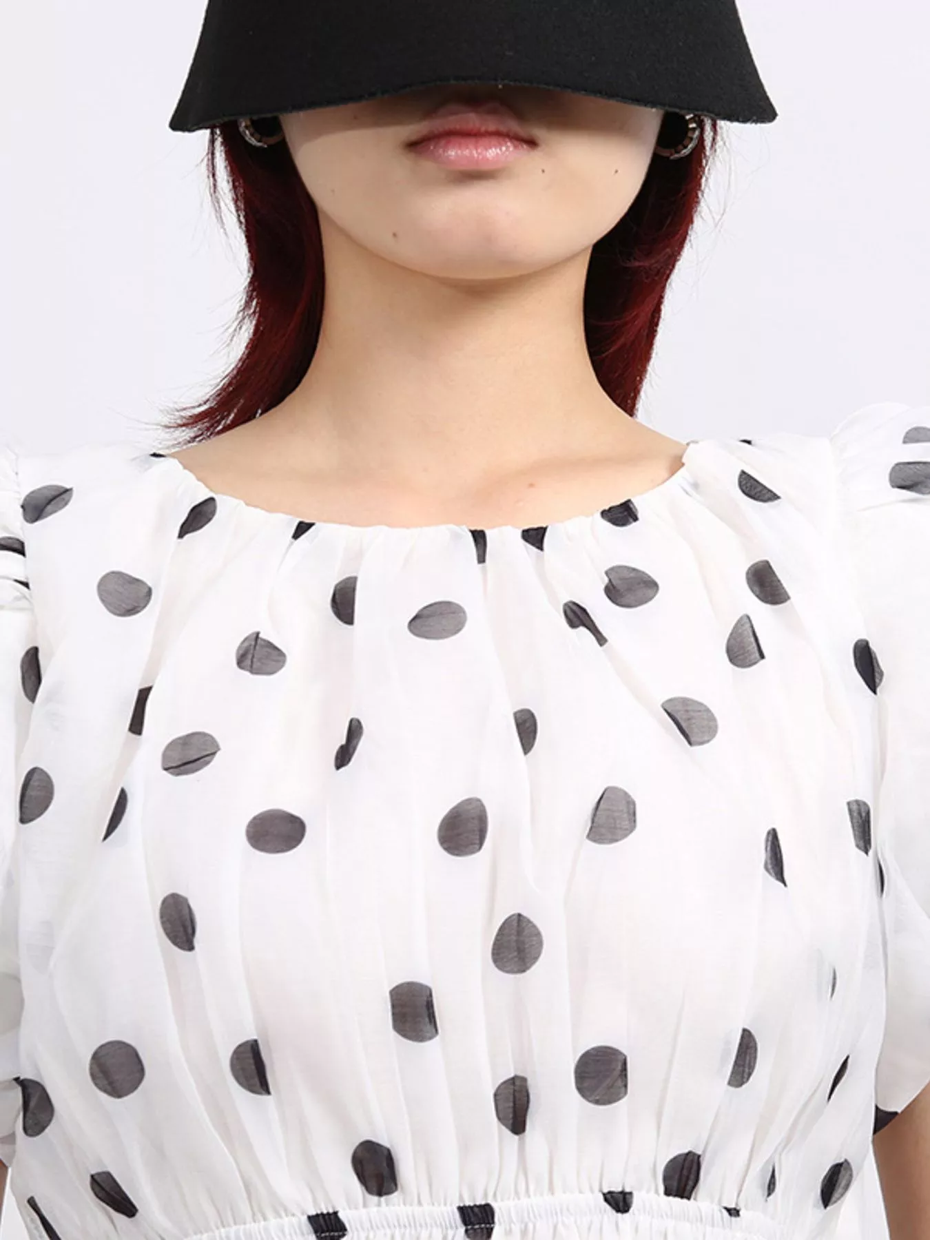 Polka Dot Puff Sleeve Top and Skirt Set - Image 7