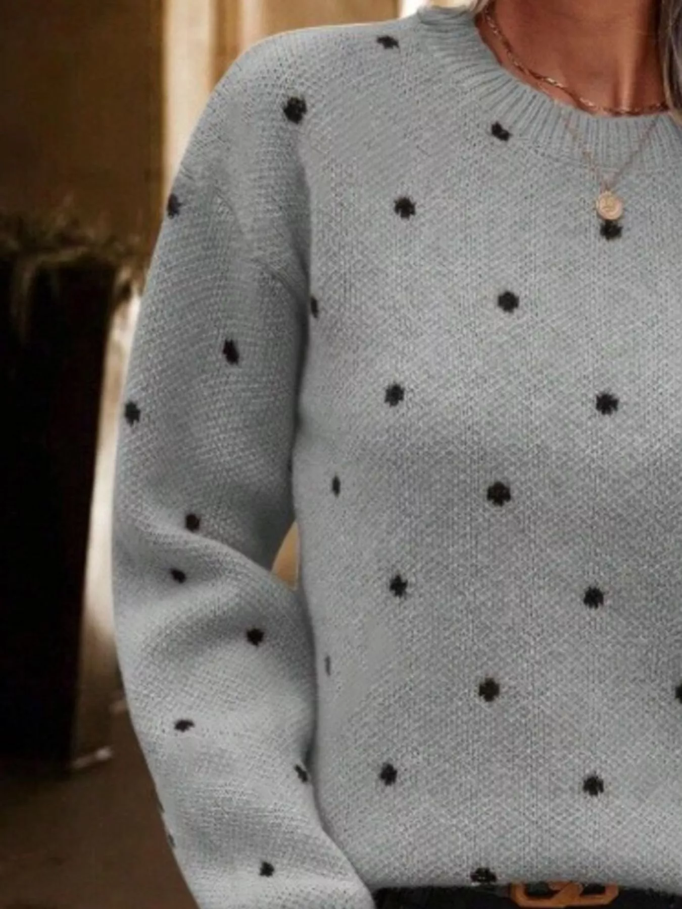 Polka Dot Round Neck Sweater - Image 12