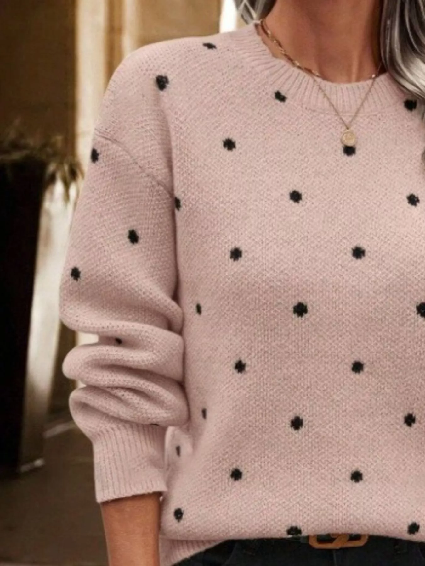 Polka Dot Round Neck Sweater - Image 14