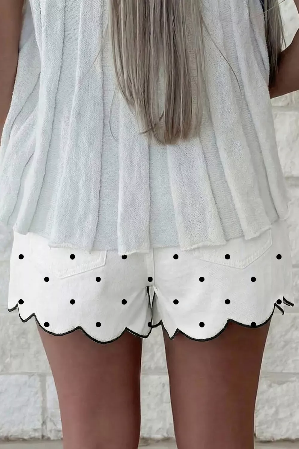 Polka Dot Scalloped Hem Shorts - Image 4