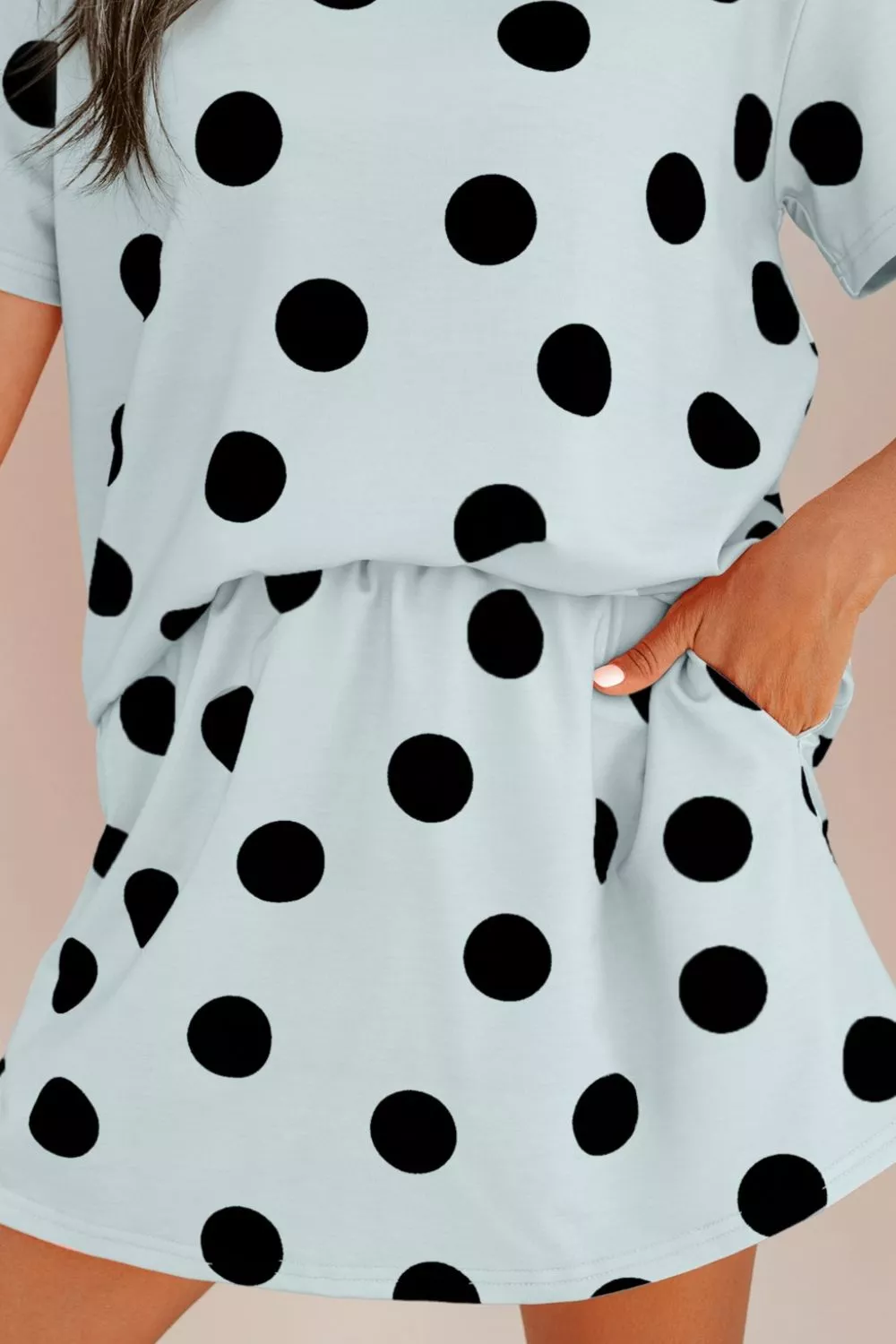 Polka Dot Short Sleeve Top Casual Skort 2pcs Outfit - Image 6