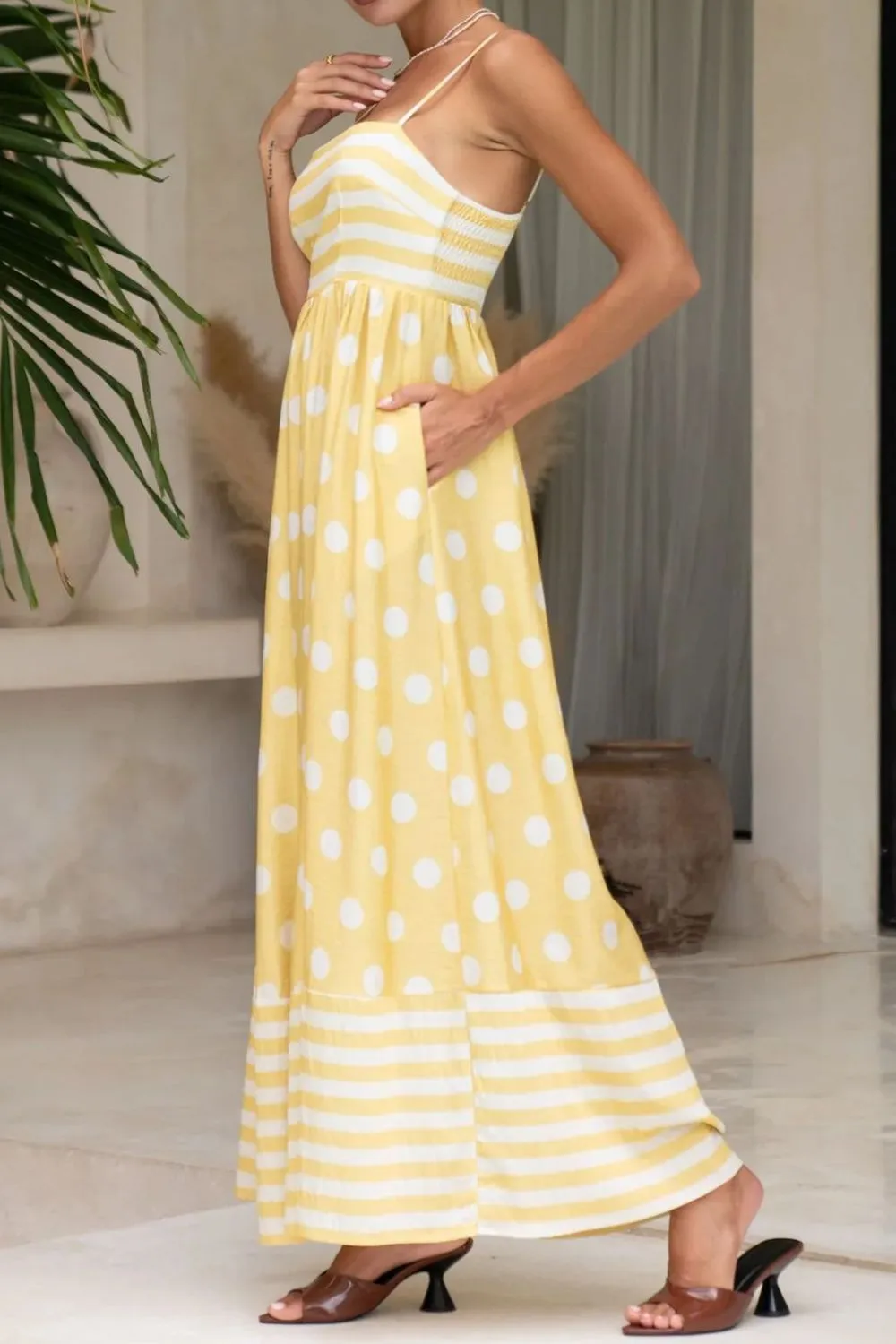 Polka Dot Square Neck Cami Dress - Image 2