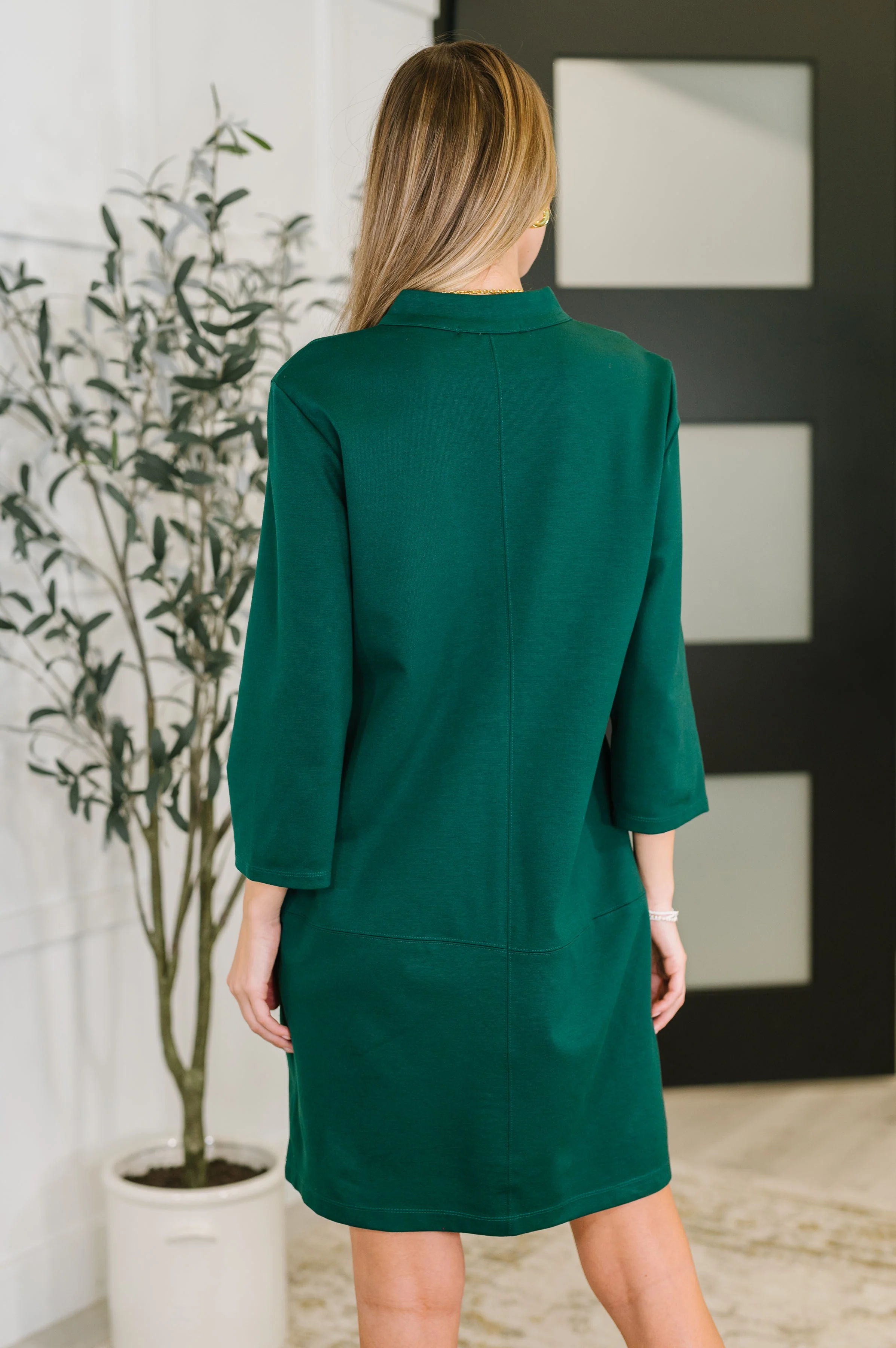 Portfolio Quarter Sleeve Dress in Hunter Green - Image 5