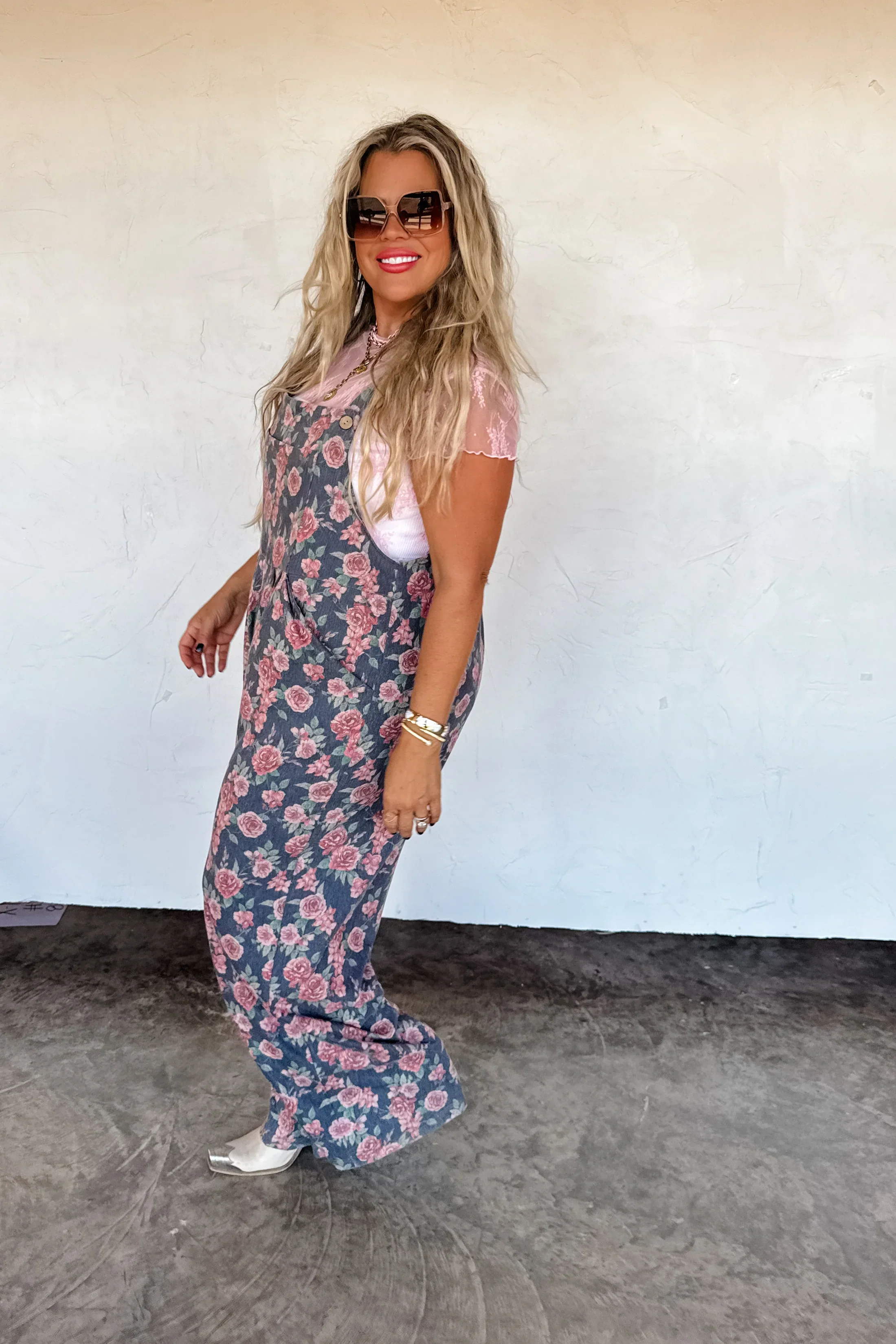 PREORDER: Cassidy Floral Denim Overalls - Image 3