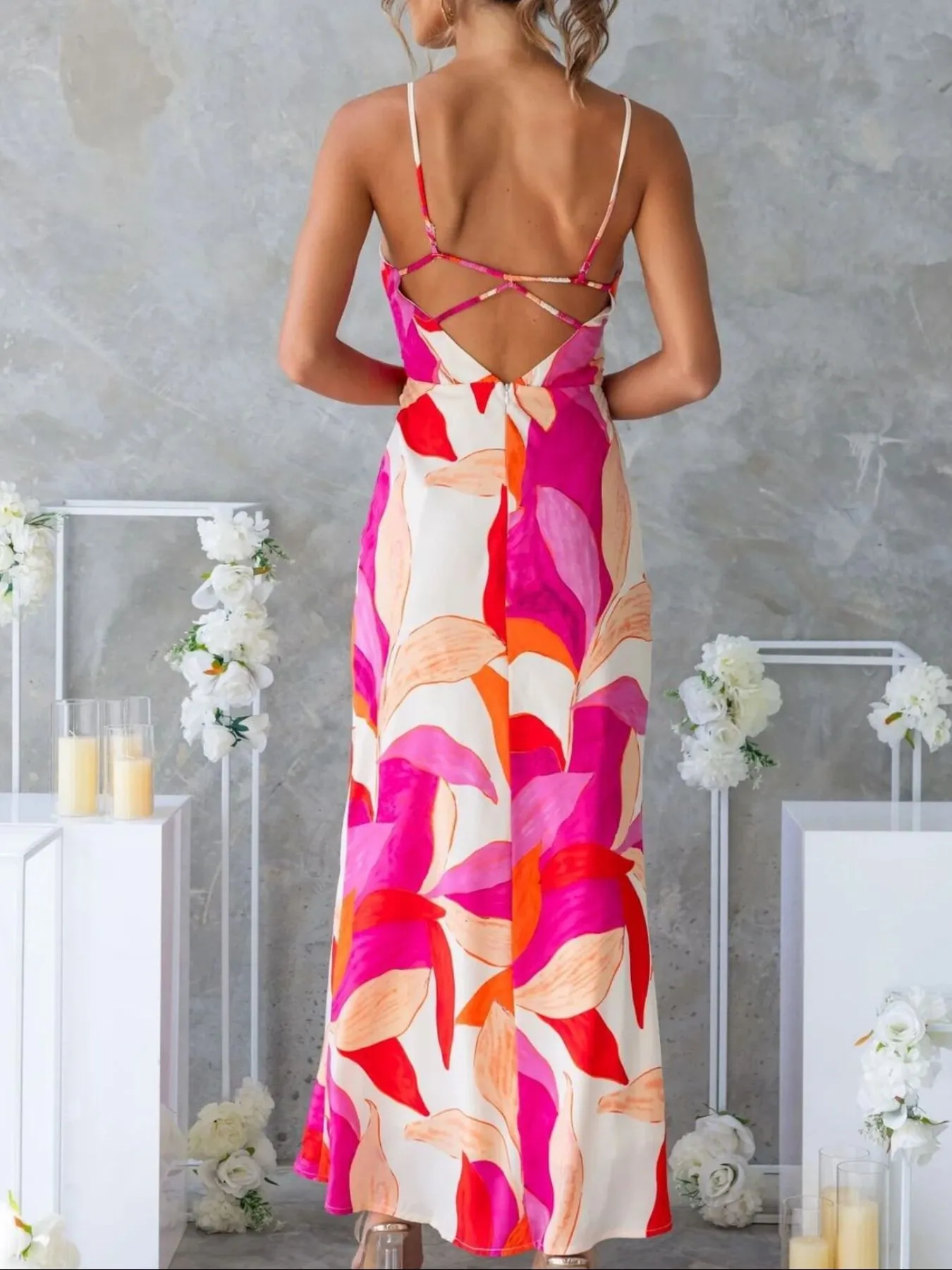 Printed Backless Sleeveless Maxi Dress - Image 14