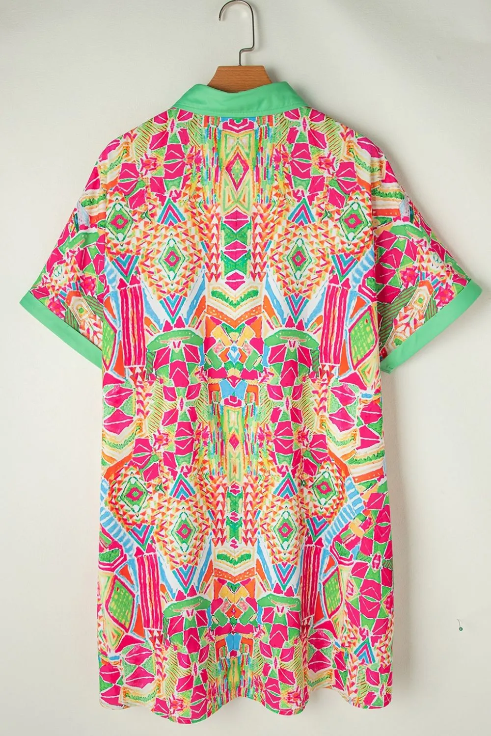 Printed Button Down Short Sleeve Dress - Image 6