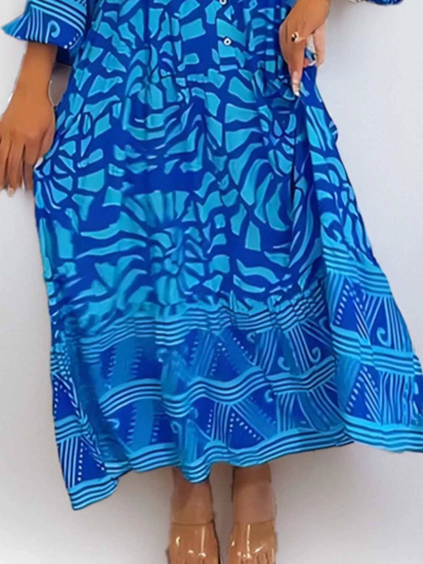 Printed Button Front Midi Dress - Image 15