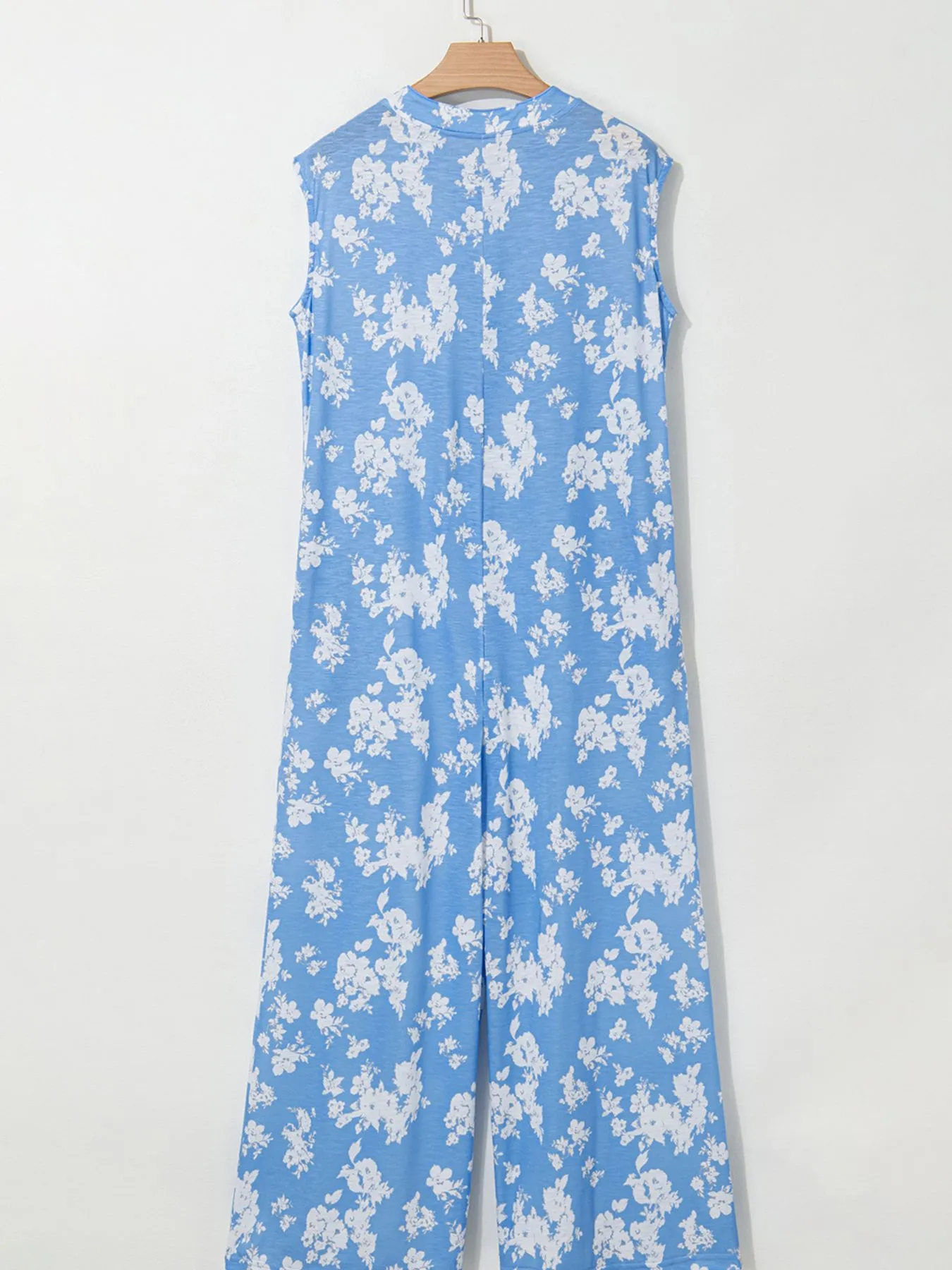 Printed Button-Front Wide Leg Jumpsuit - Image 6