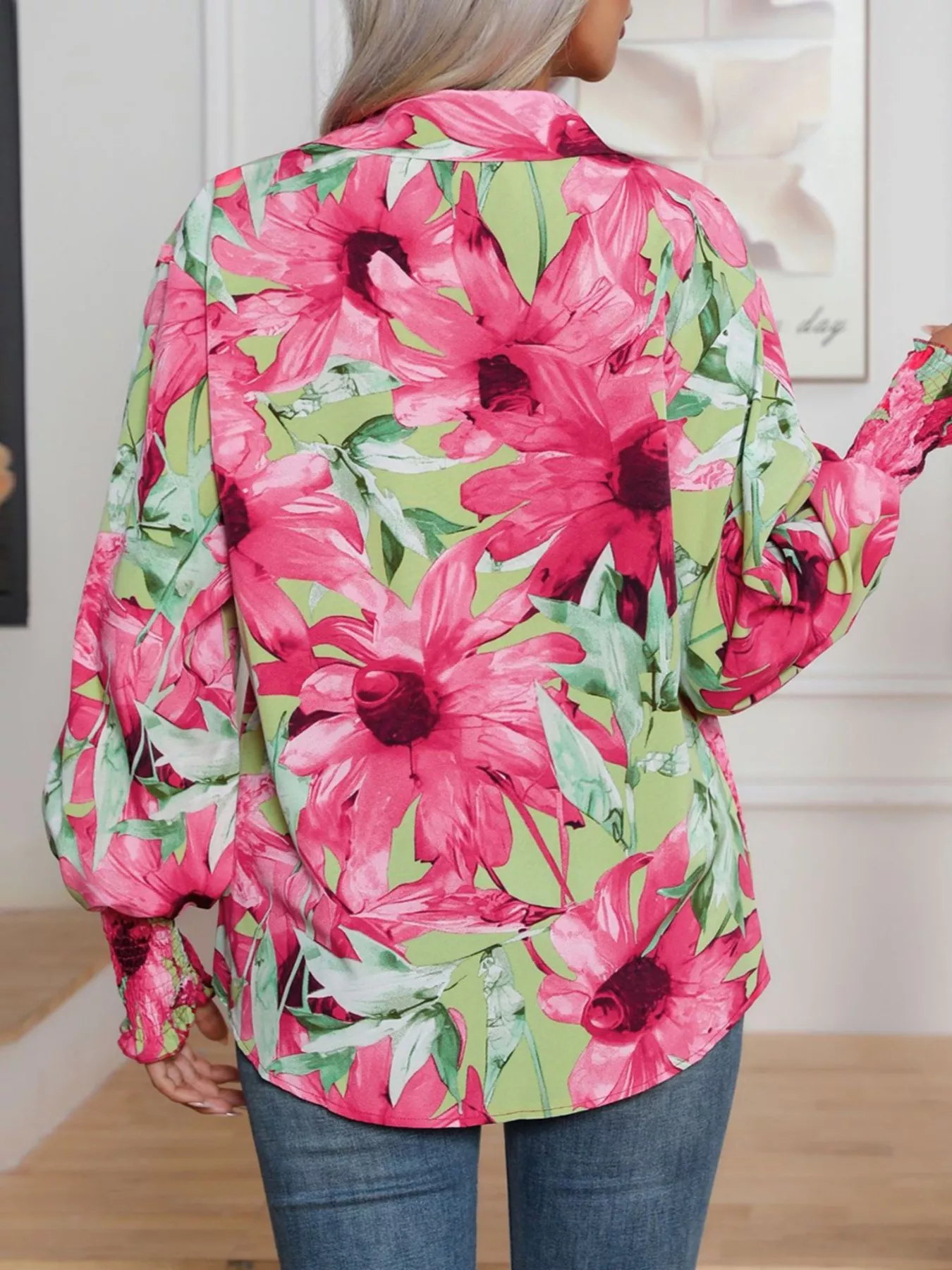 Printed Button Up Long Sleeve Shirt - Image 8