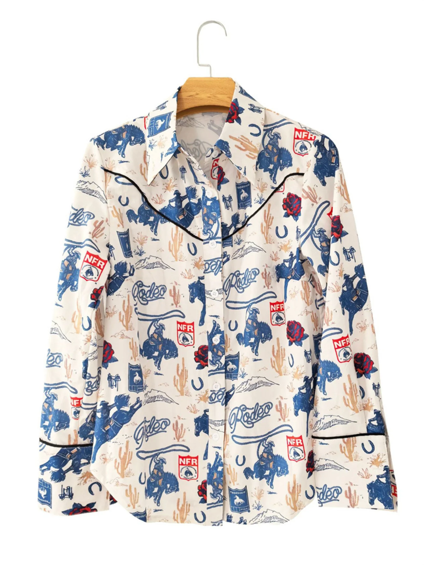 Printed Button Up Long Sleeve Shirt - Image 3