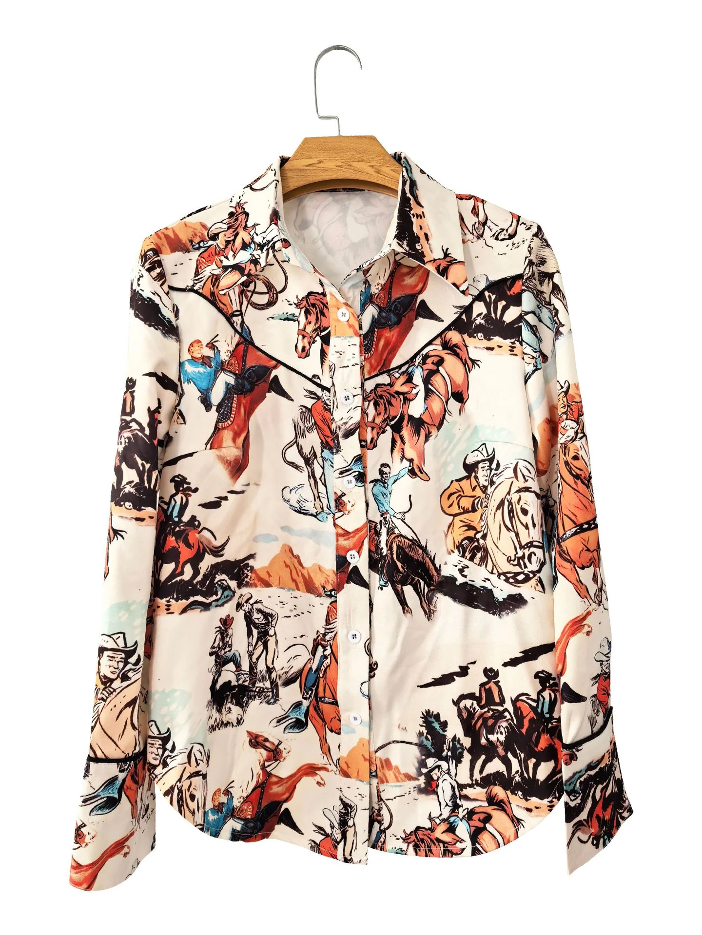 Printed Button Up Long Sleeve Shirt - Image 5