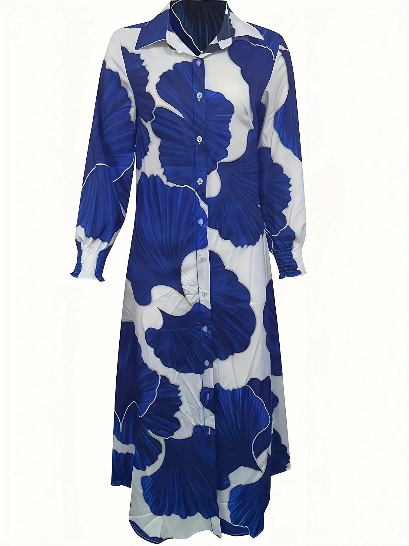 Printed Button Up Maxi Shirt Dress - Image 4
