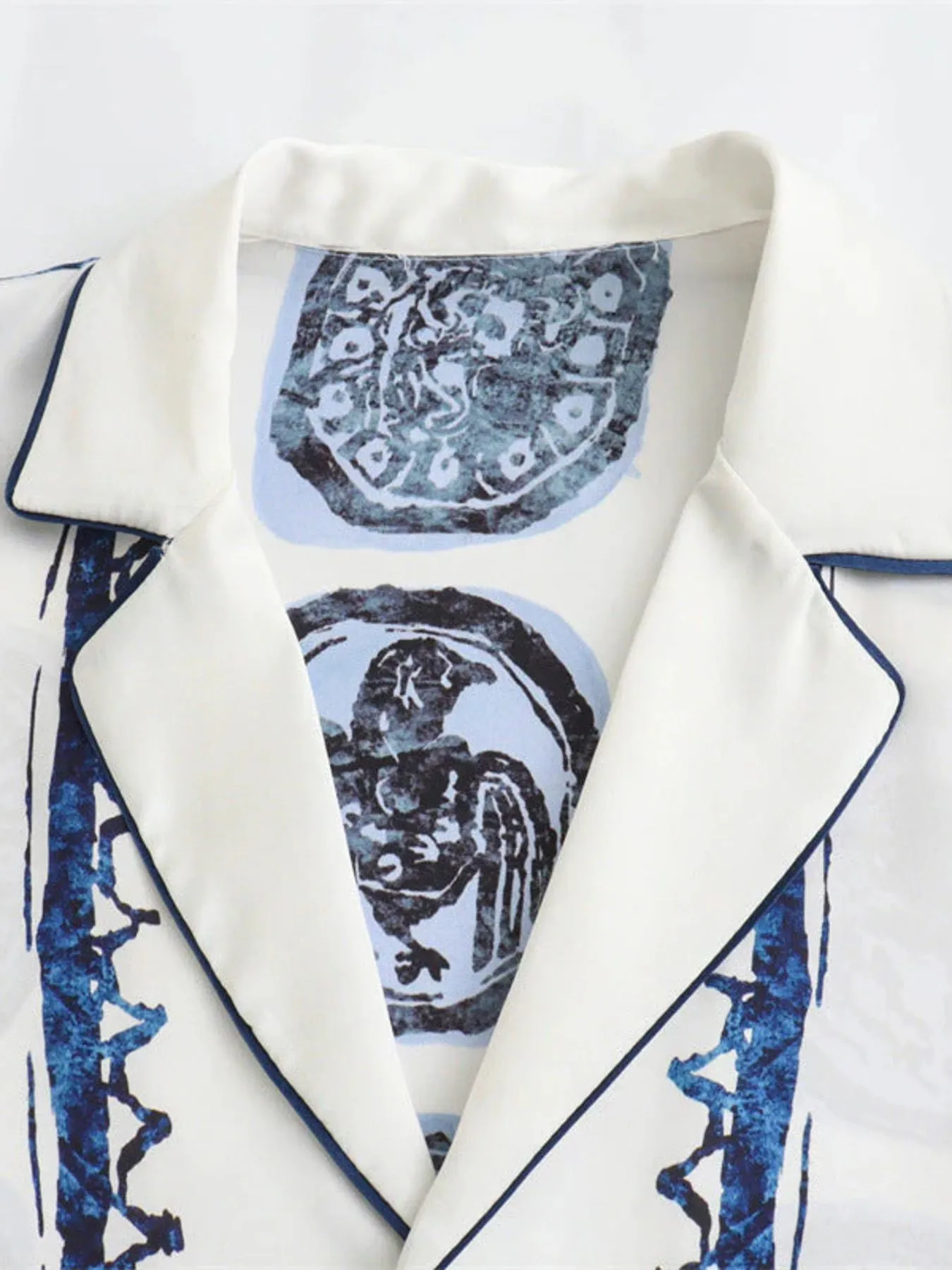 Printed Button Up Shirt and Pants Set - Image 2