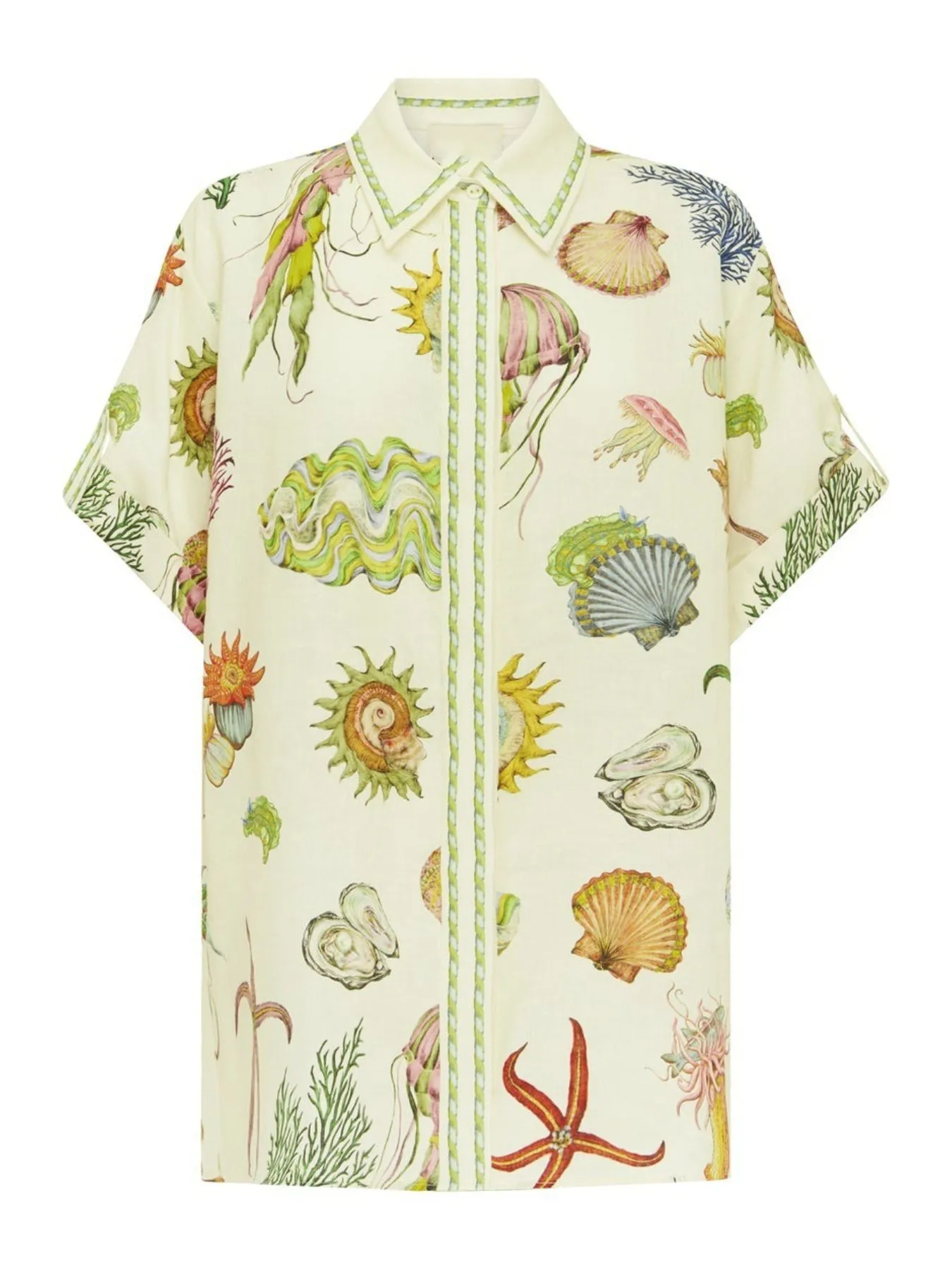 Printed Button Up Shirt and Shorts Set - Image 9