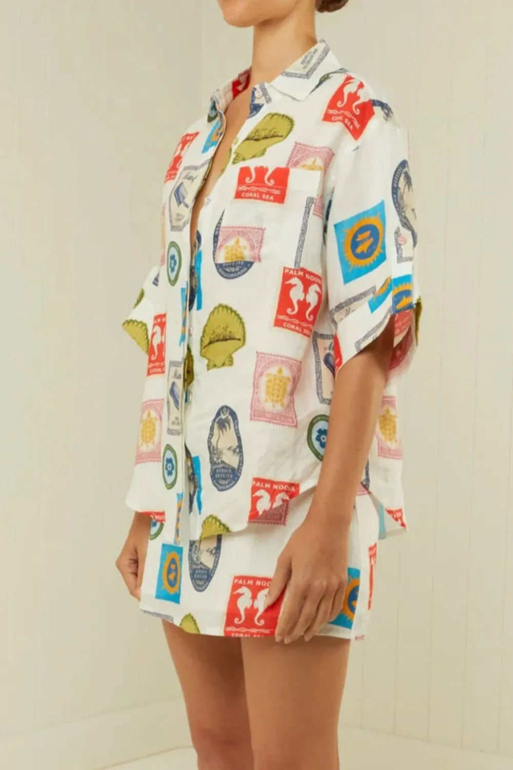 Printed Button Up Shirt and Skirt Set - Image 4