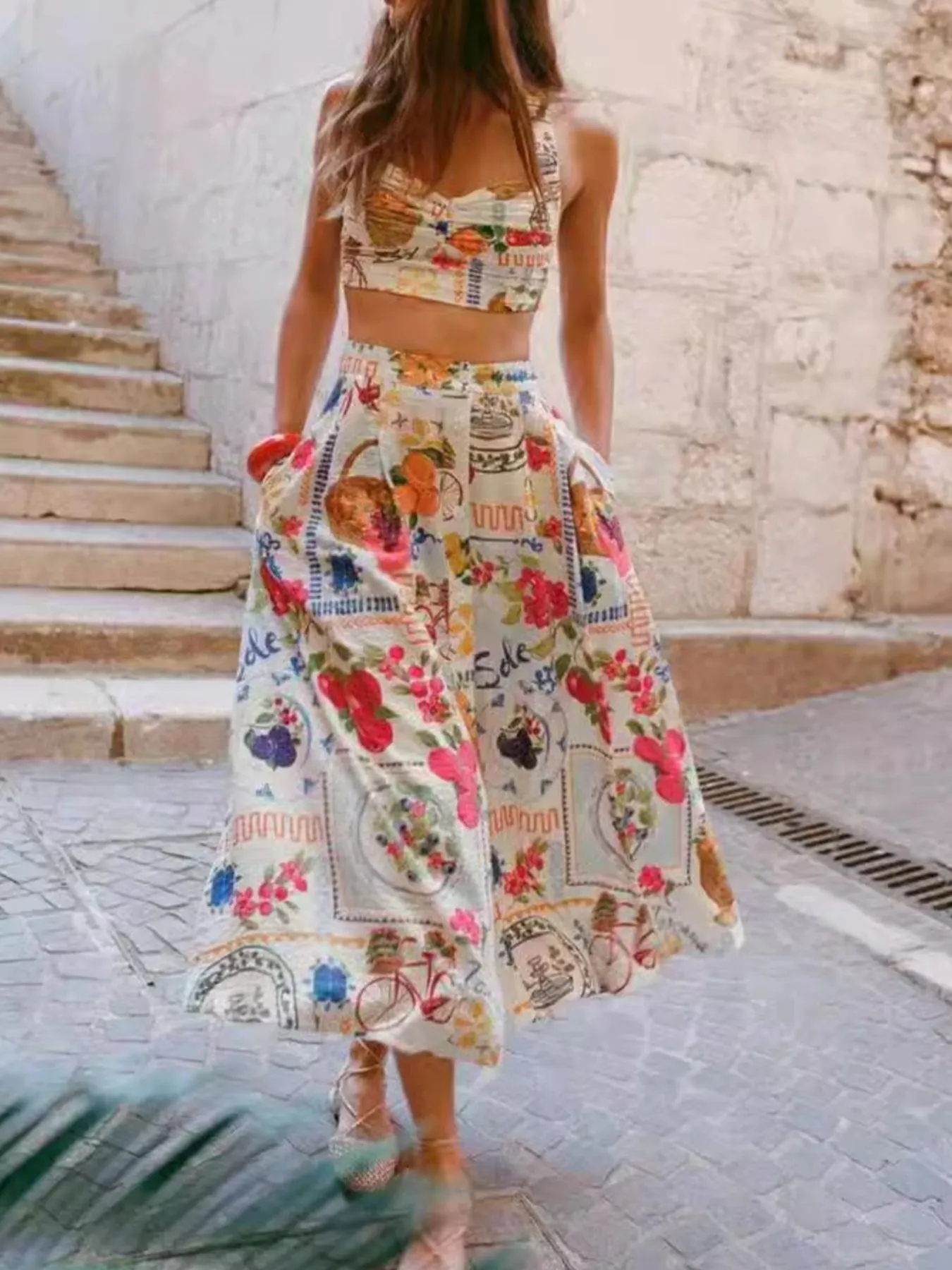 Printed Cami and Skirt Set - Image 3