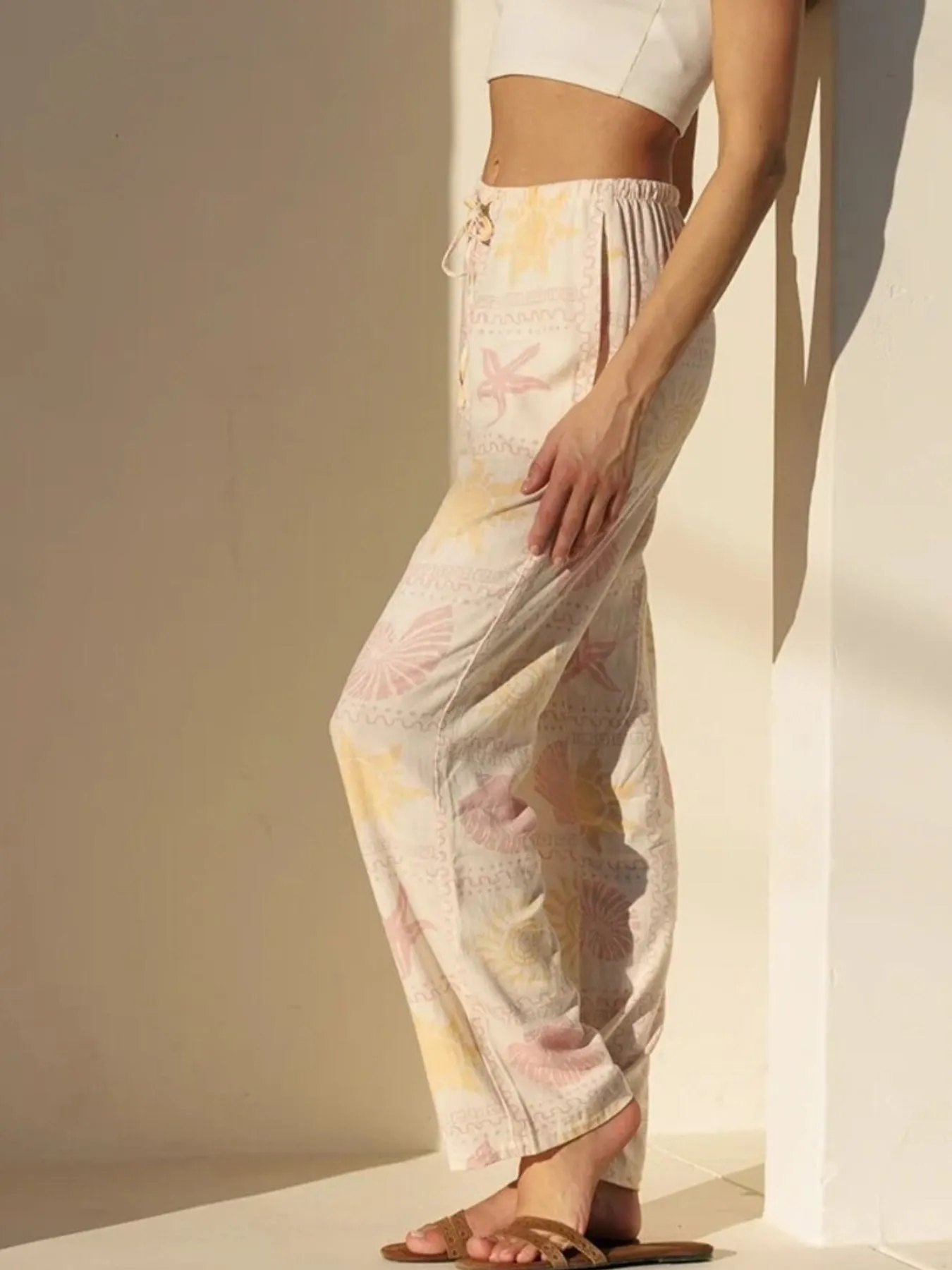 Printed Drawstring Straight Pants - Image 4