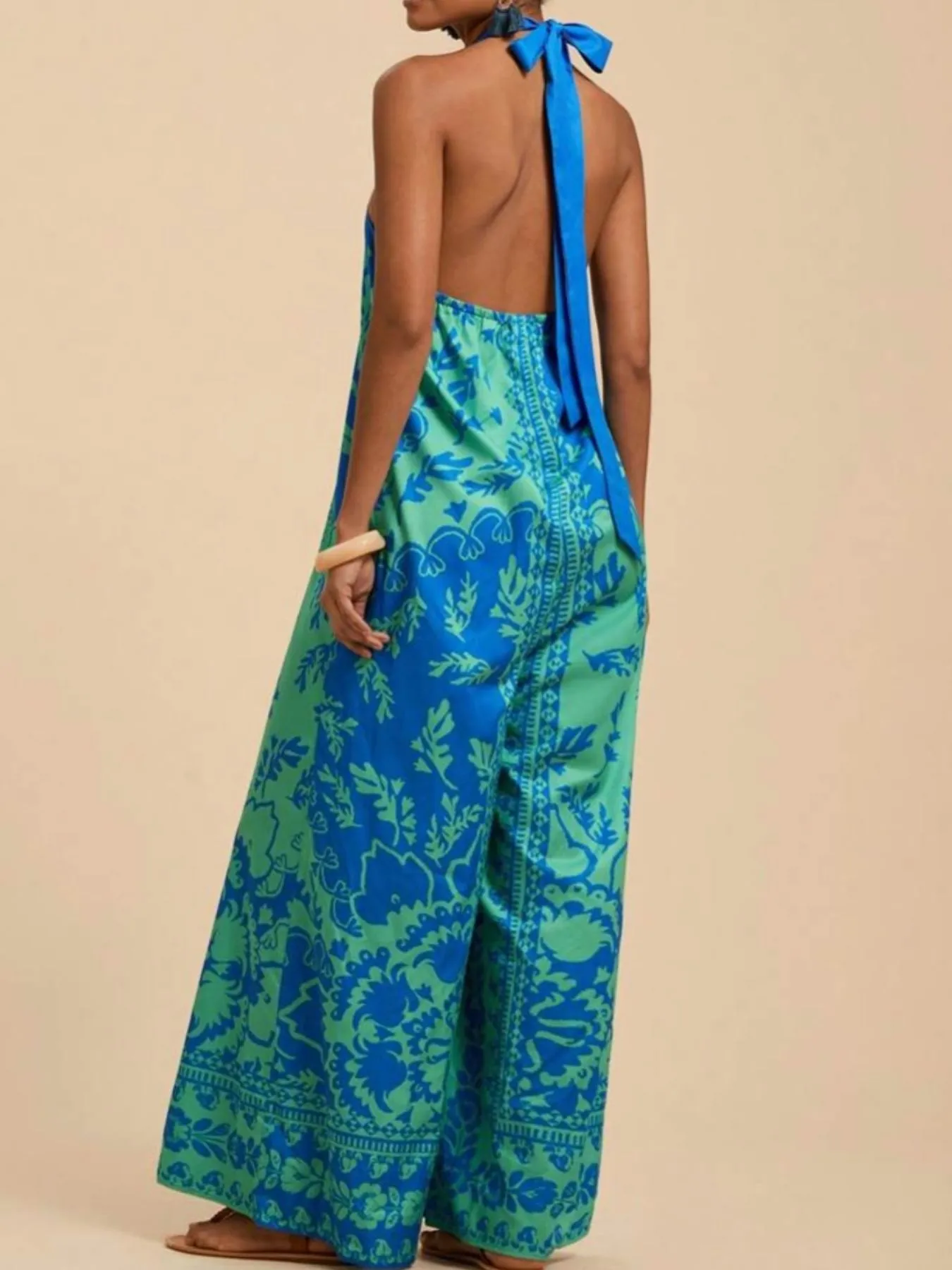 Printed Halter Wide-Leg Jumpsuit - Image 5