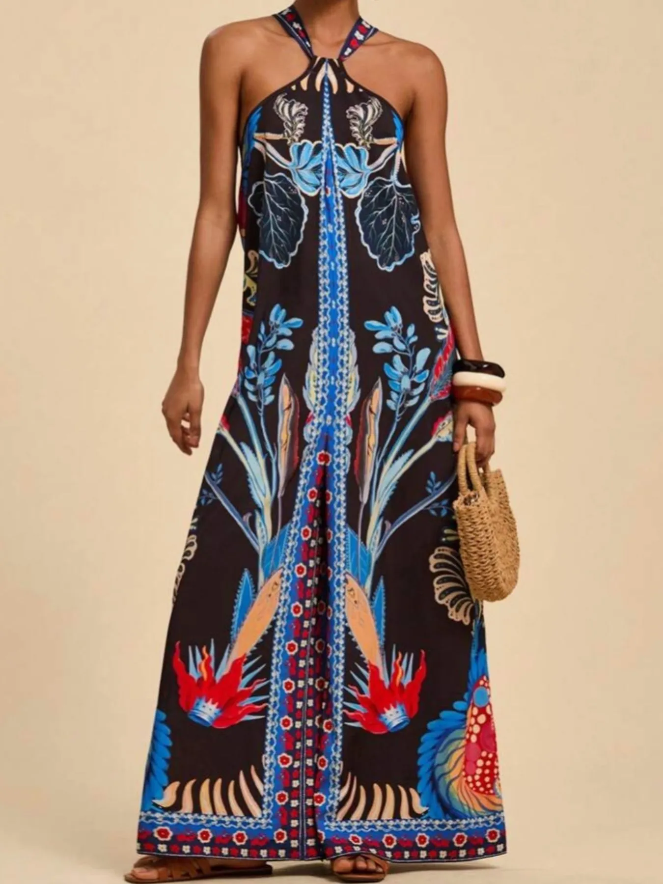 Printed Halter Wide-Leg Jumpsuit - Image 7