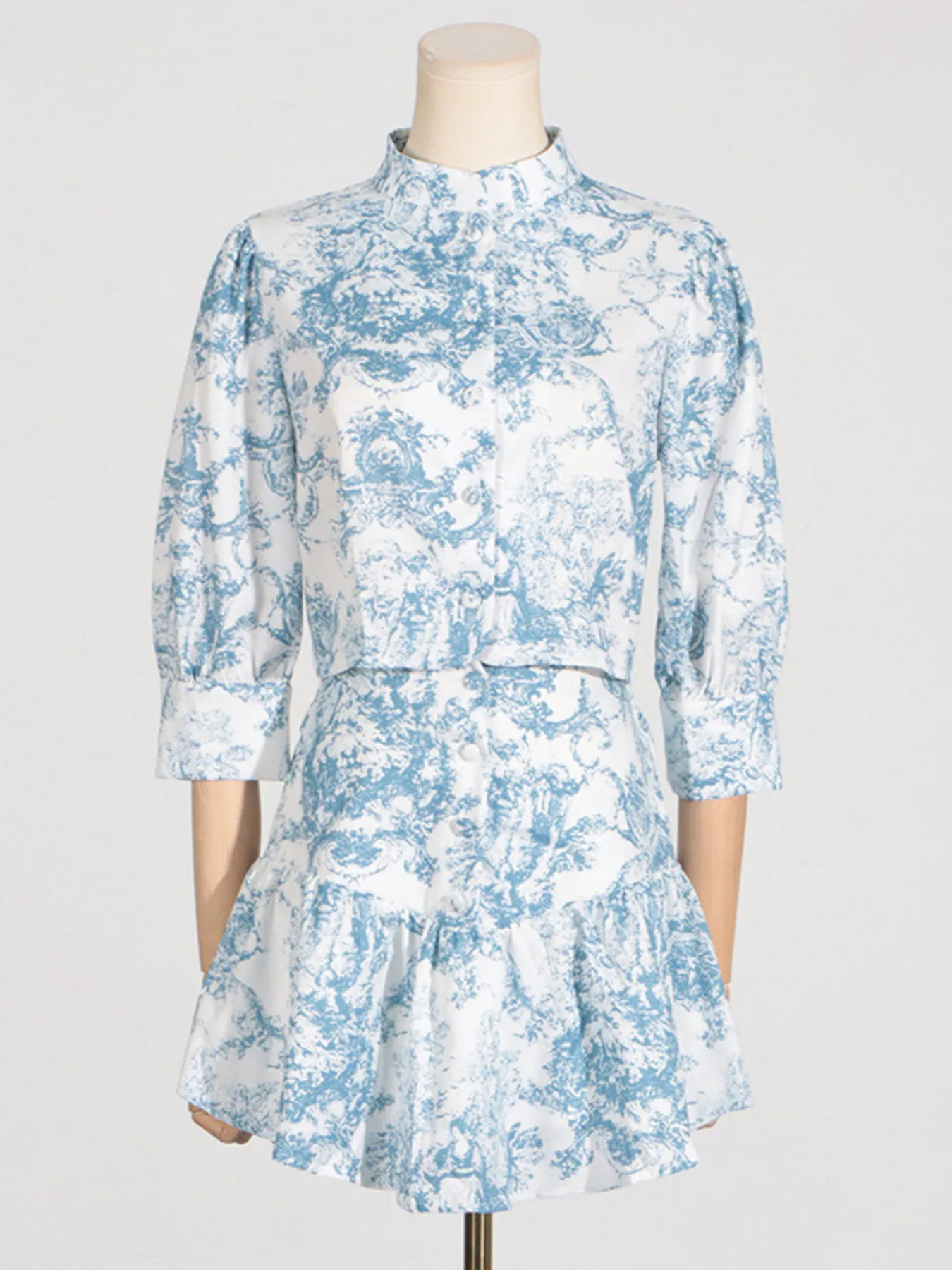 Printed Mock Neck Top and Skirt Set - Image 2