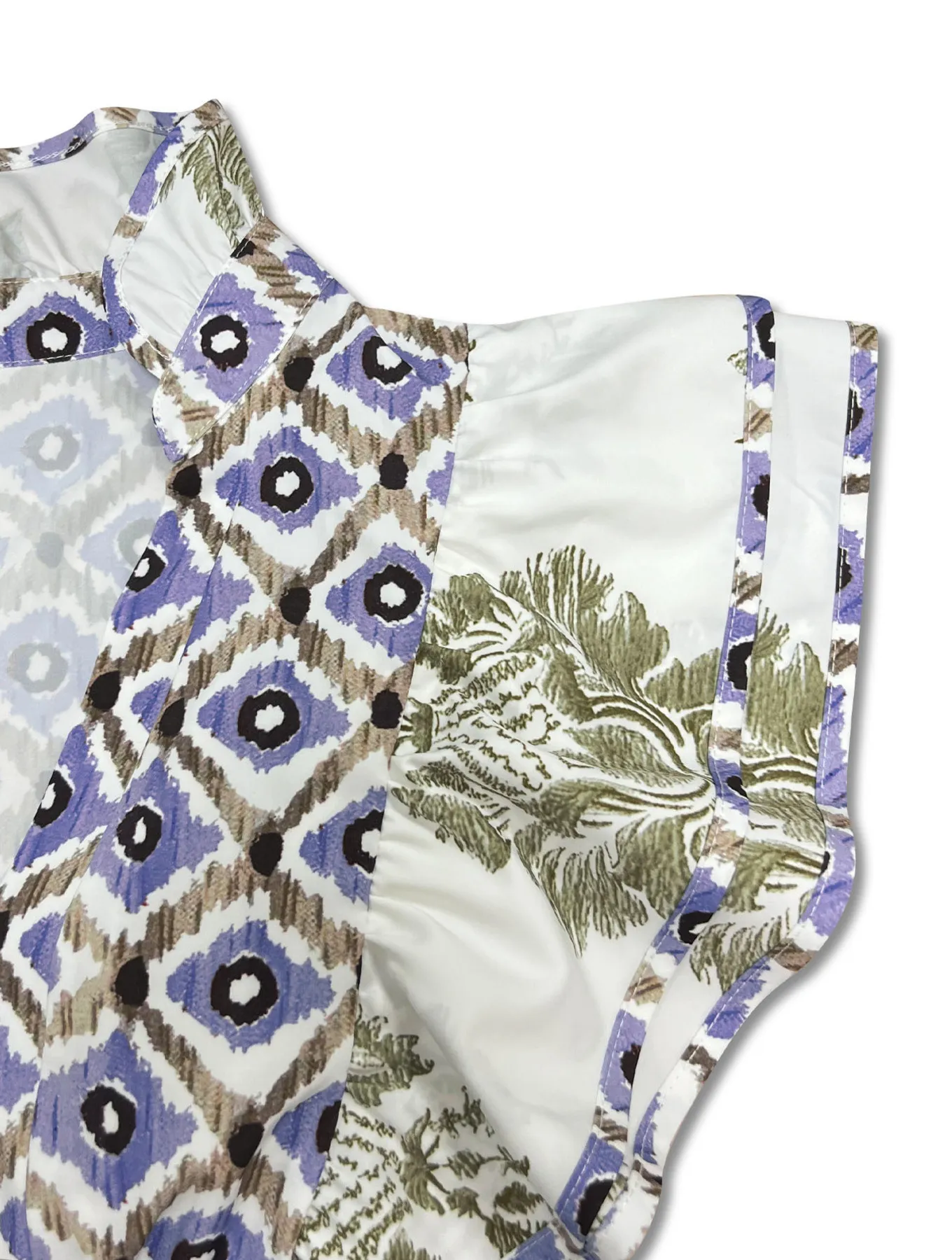 Printed Notched Ruffled Cap Sleeve Dress - Image 10