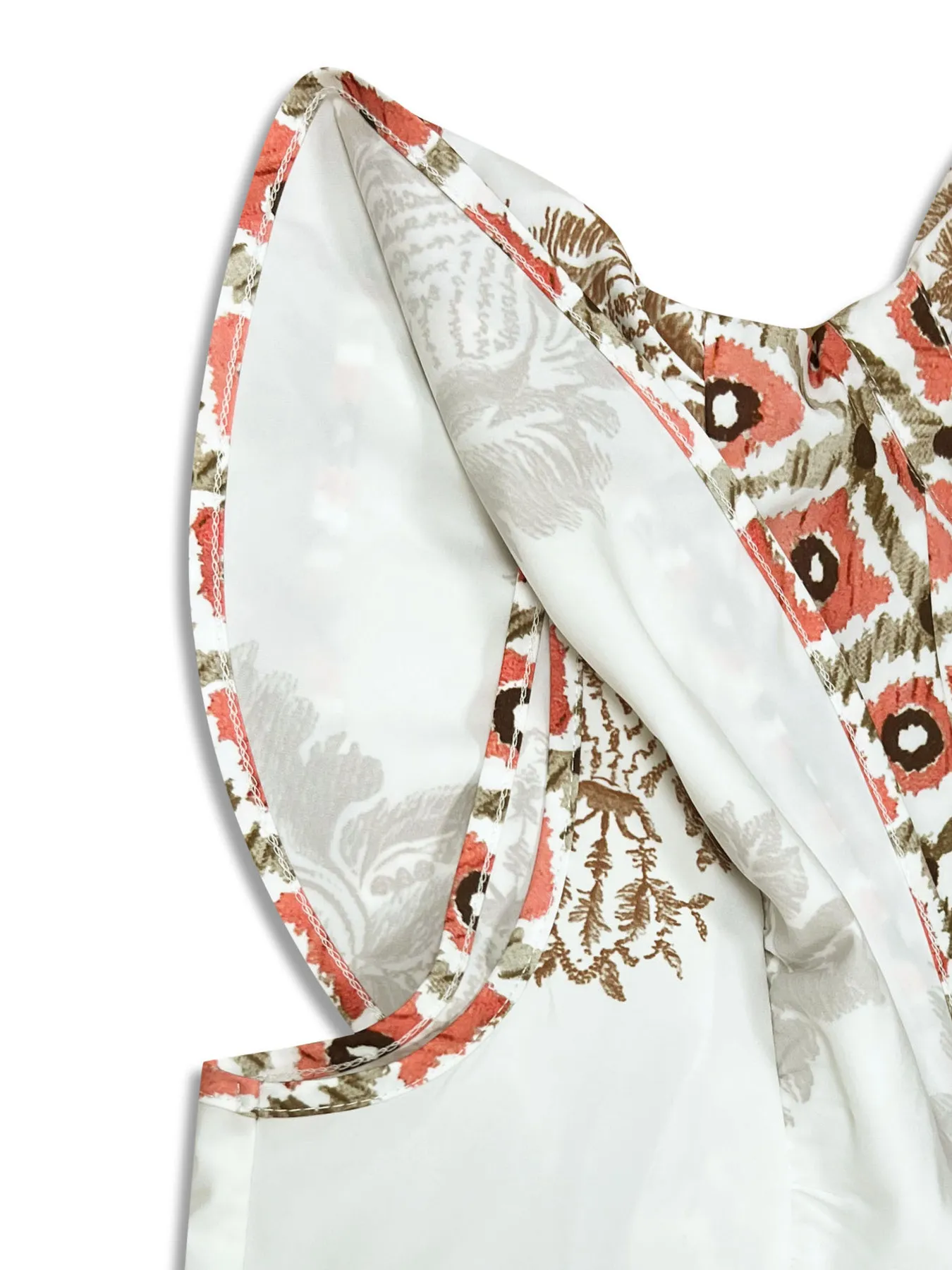 Printed Notched Ruffled Cap Sleeve Dress - Image 5