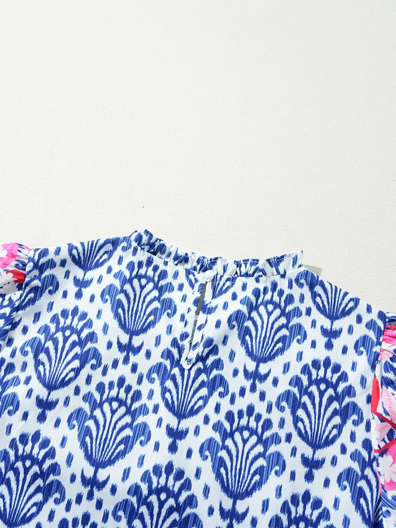 Printed Puff Sleeve Frilled Neck Blouse - Image 10