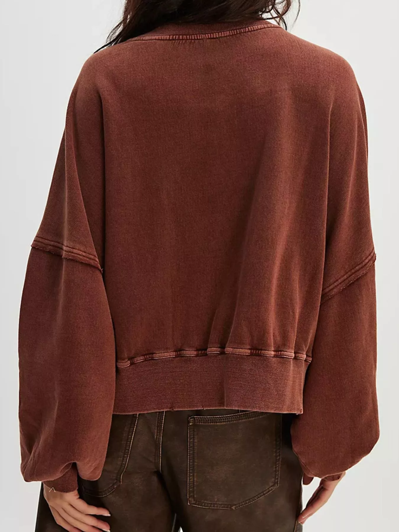 Printed Round Neck Dropped Shoulder Sweatshirt - Image 6