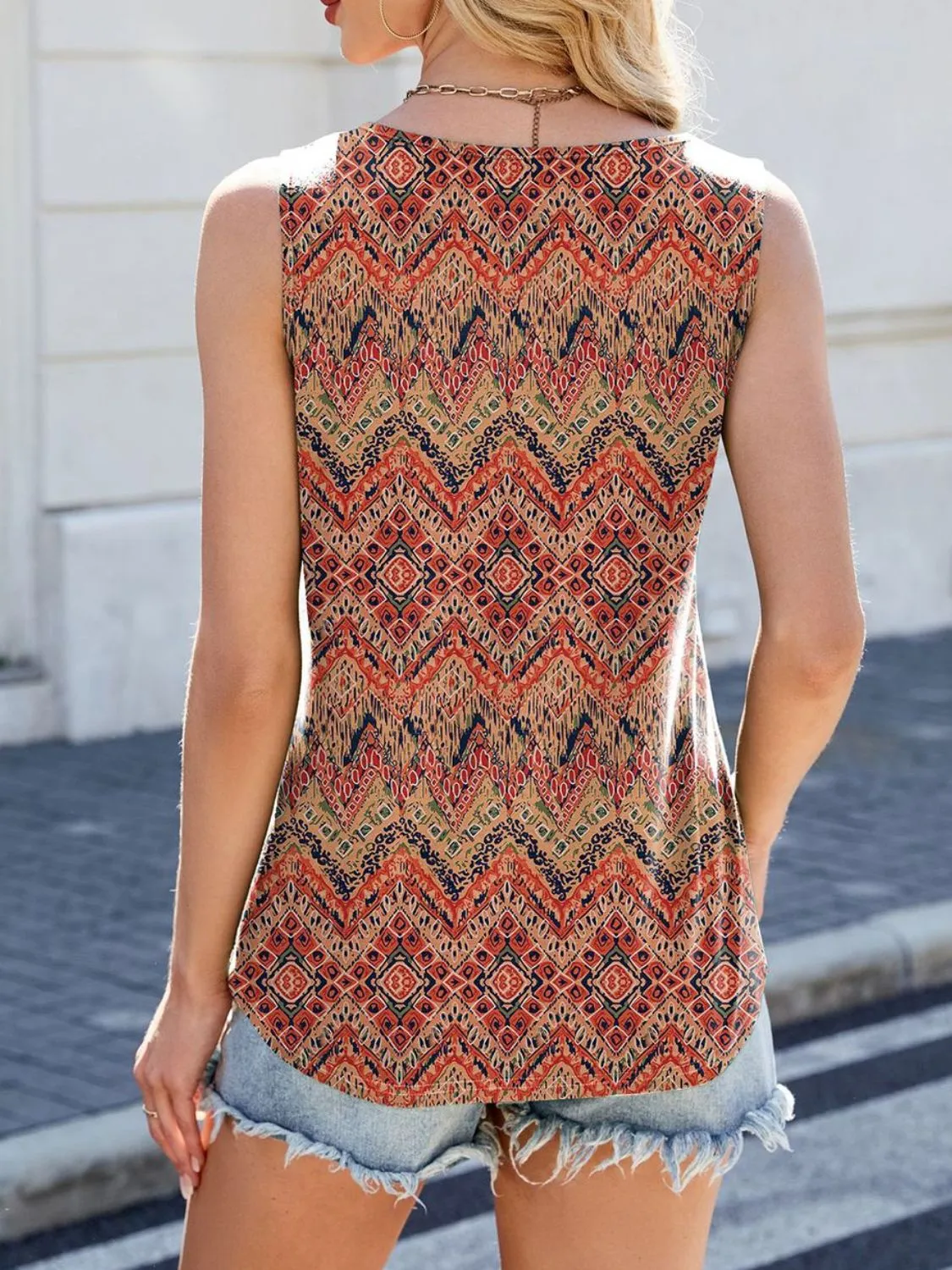 Printed Scoop Neck Wide Strap Tank - Image 28