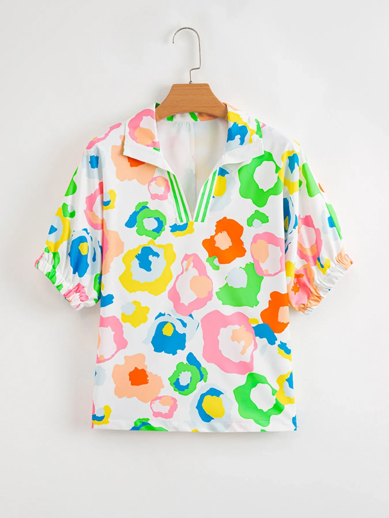 Printed Short Sleeve Blouse - Image 7