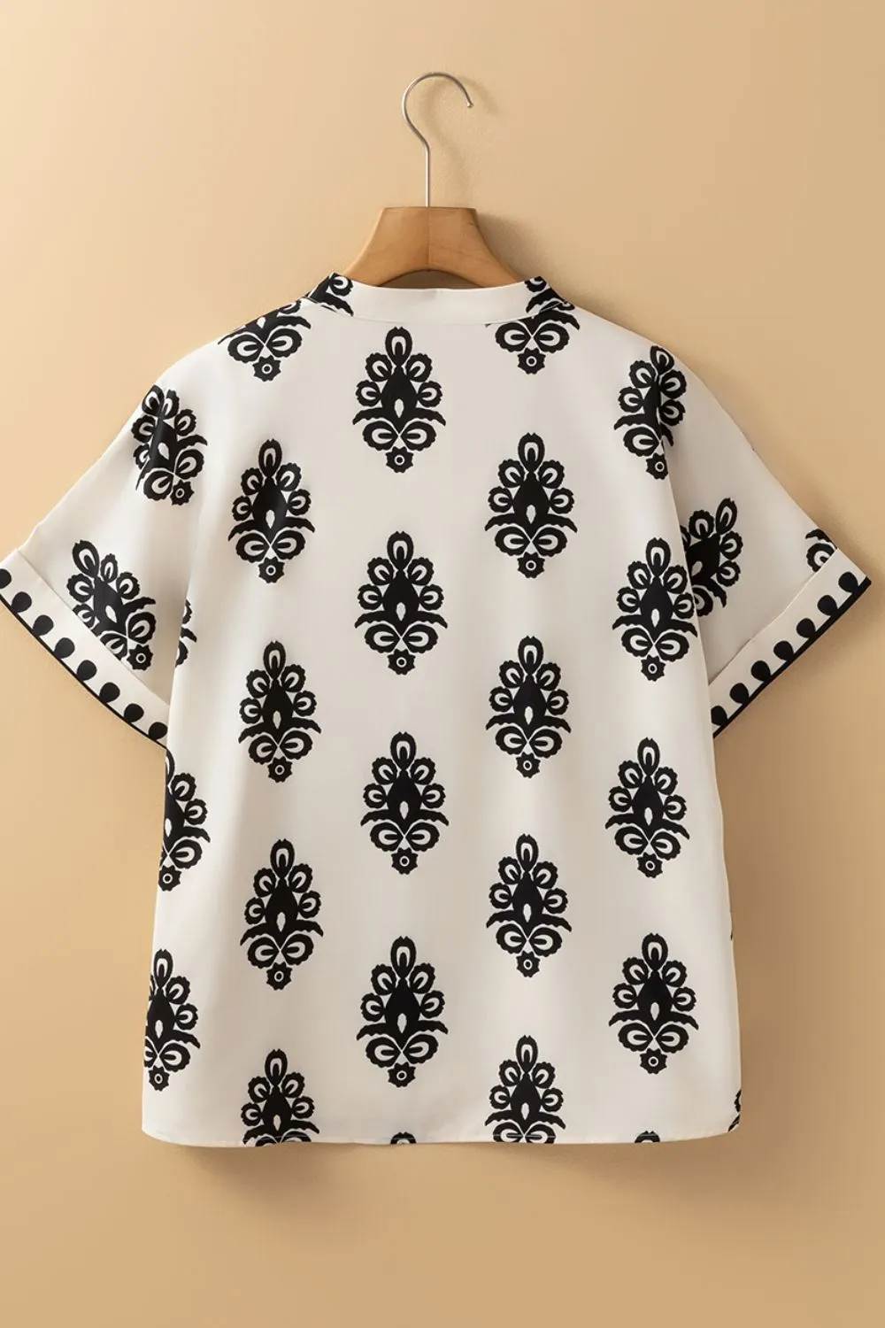 Printed Short Sleeve Loose Blouse - Image 10