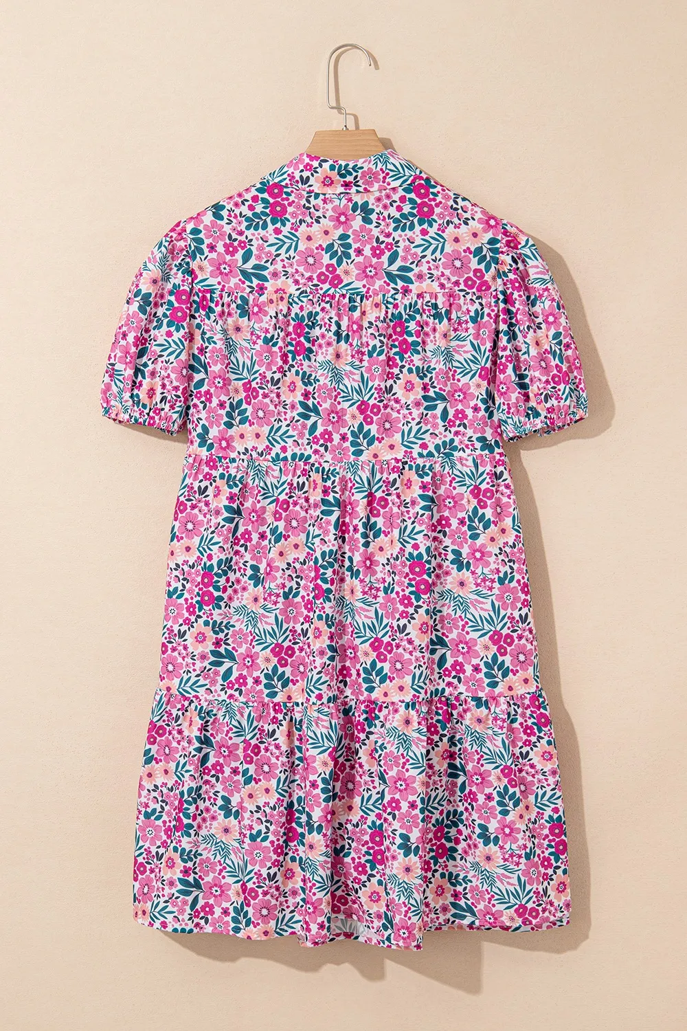 Printed Short Sleeve Mini Shirt Dress - Image 4