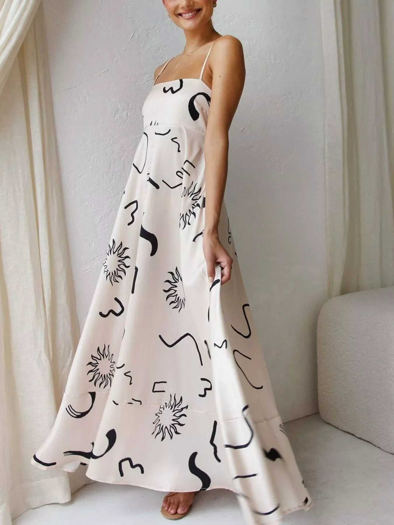Printed Spaghetti Strap Maxi Dress - Image 13