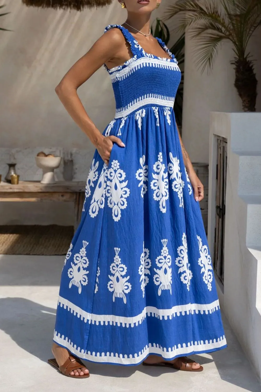 Printed Square Neck Cami Dress - Image 2