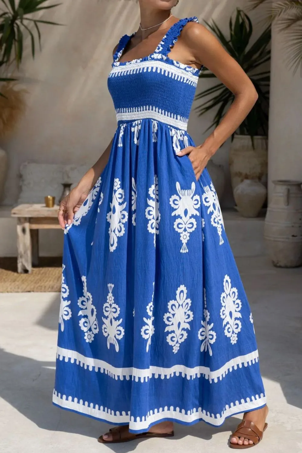 Printed Square Neck Cami Dress - Image 5