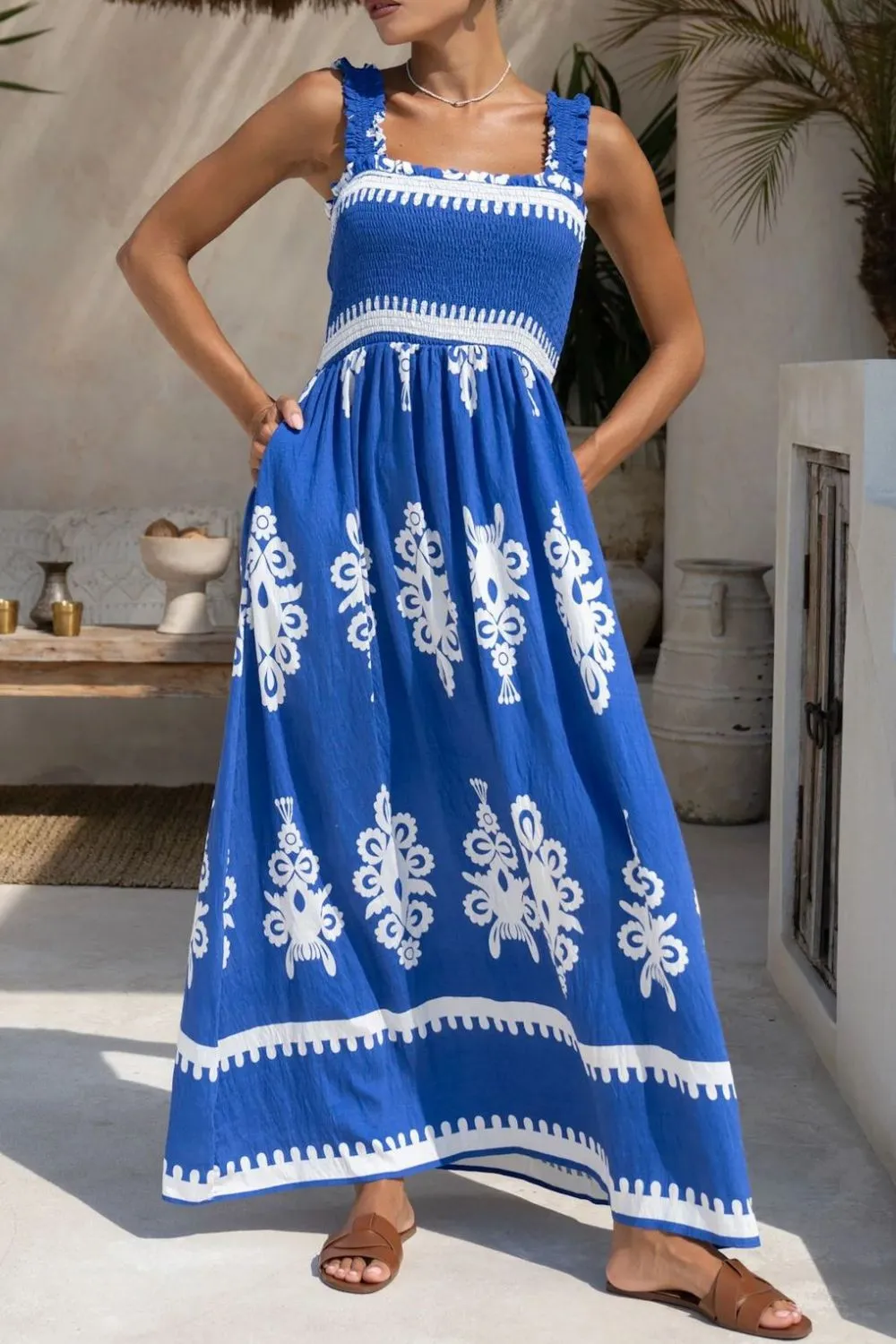 Printed Square Neck Cami Dress - Image 7