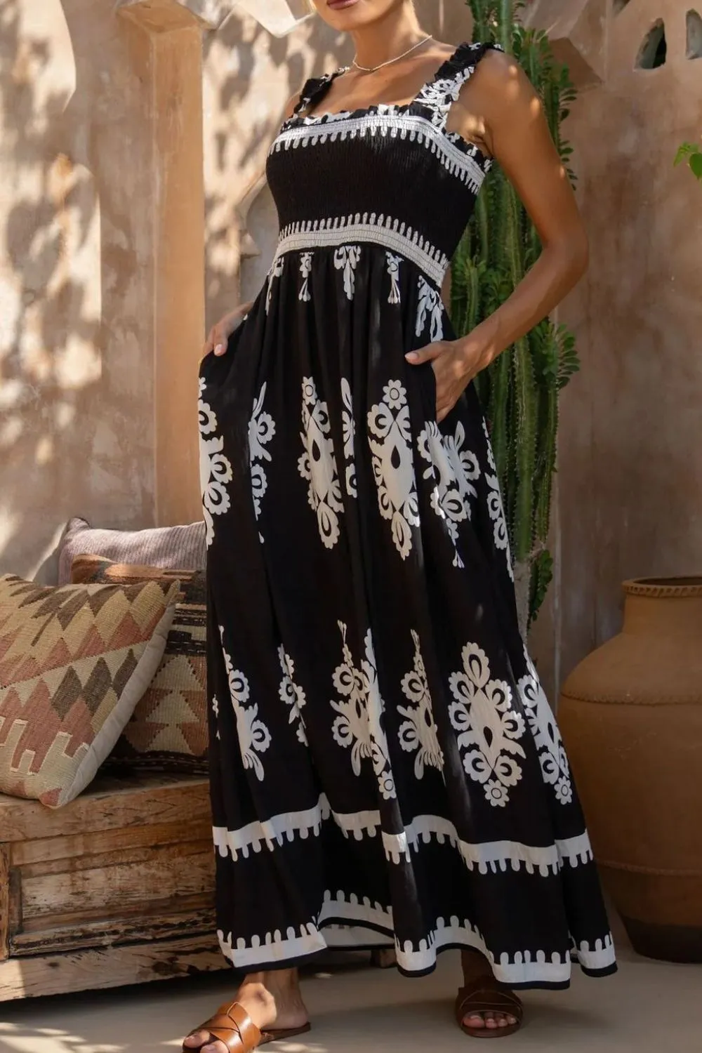Printed Square Neck Cami Dress - Image 8