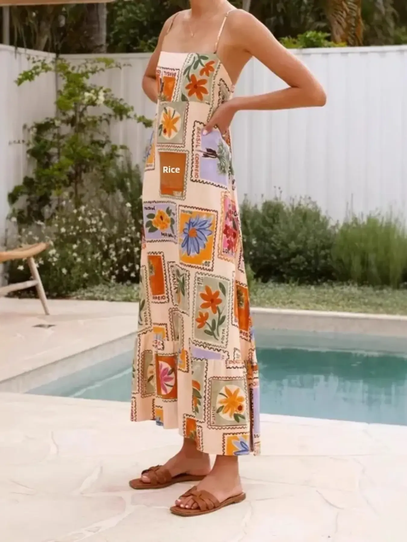 Printed Strapless Maxi Cami Dress - Image 4