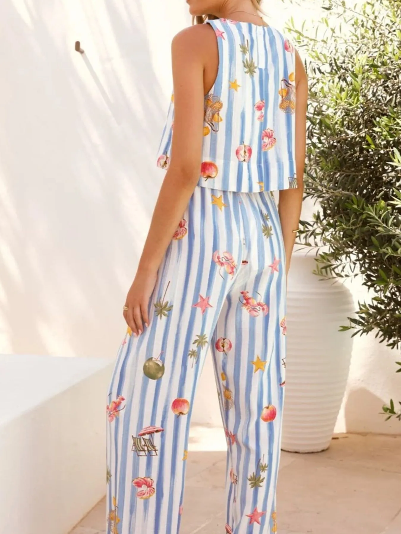 Printed Stripe Tank and Pants Set - Image 7