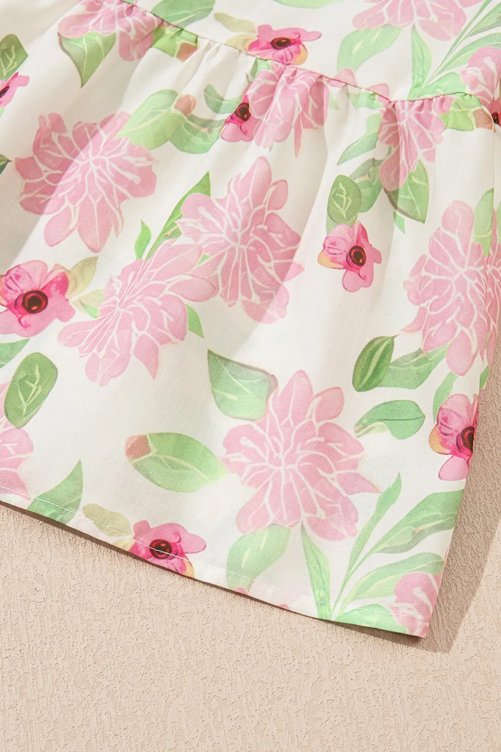 Printed Tie Neck Short Sleeve Blouse - Image 6